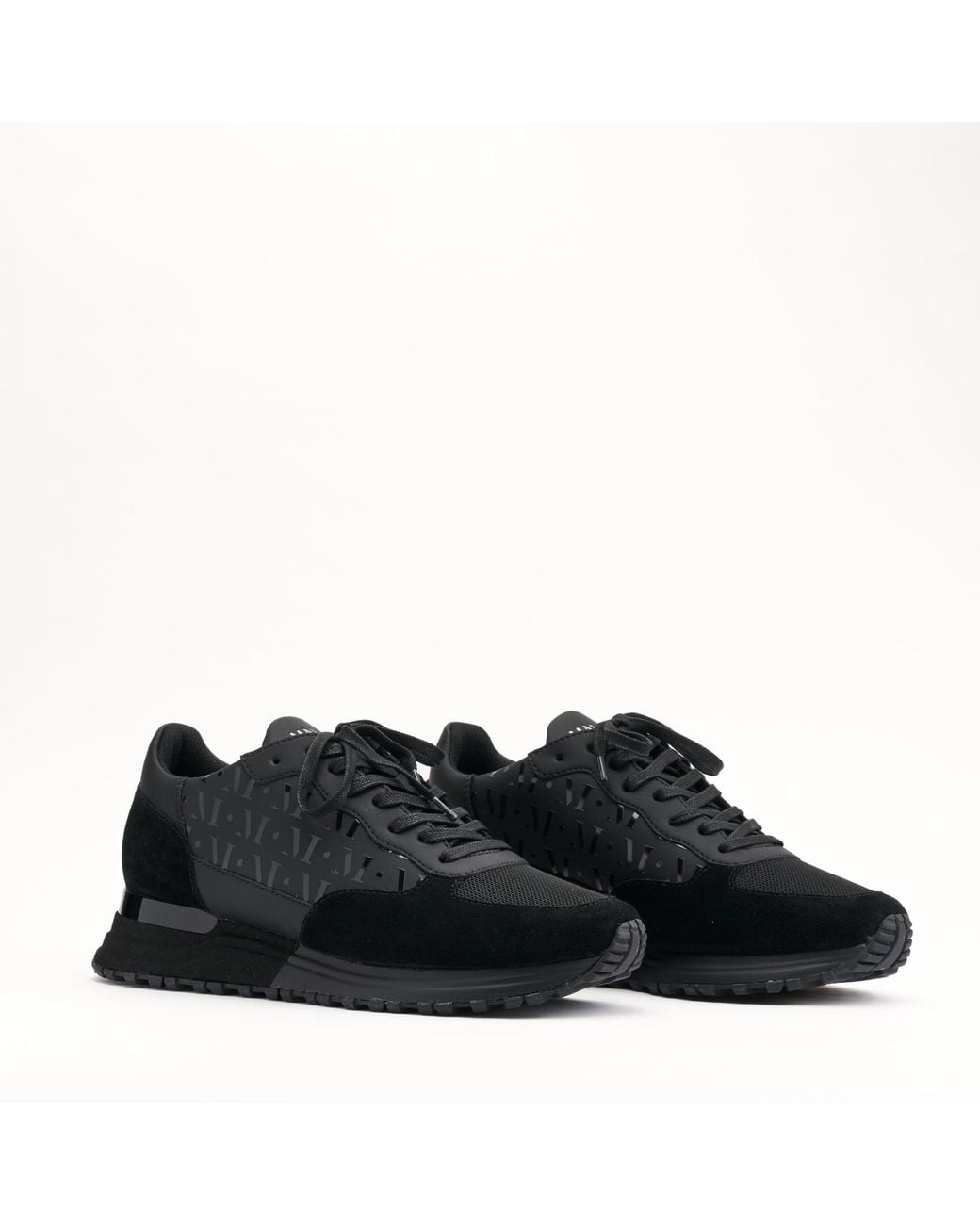 Mallet London Black Mallet Popham Essential Gloss Leather Trainers for men