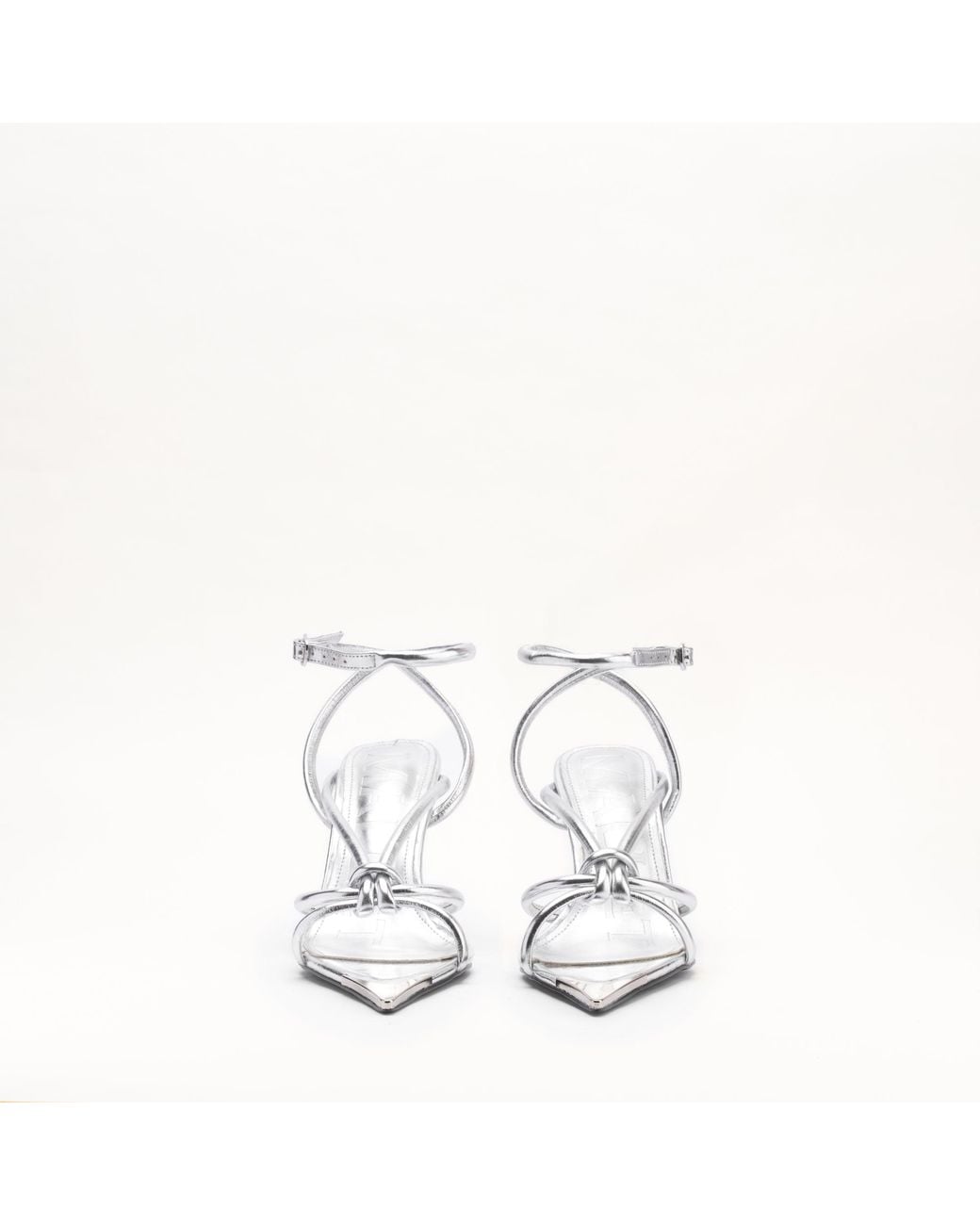 Mallet London White Mallet Amber Strap Metallic Leather Heels