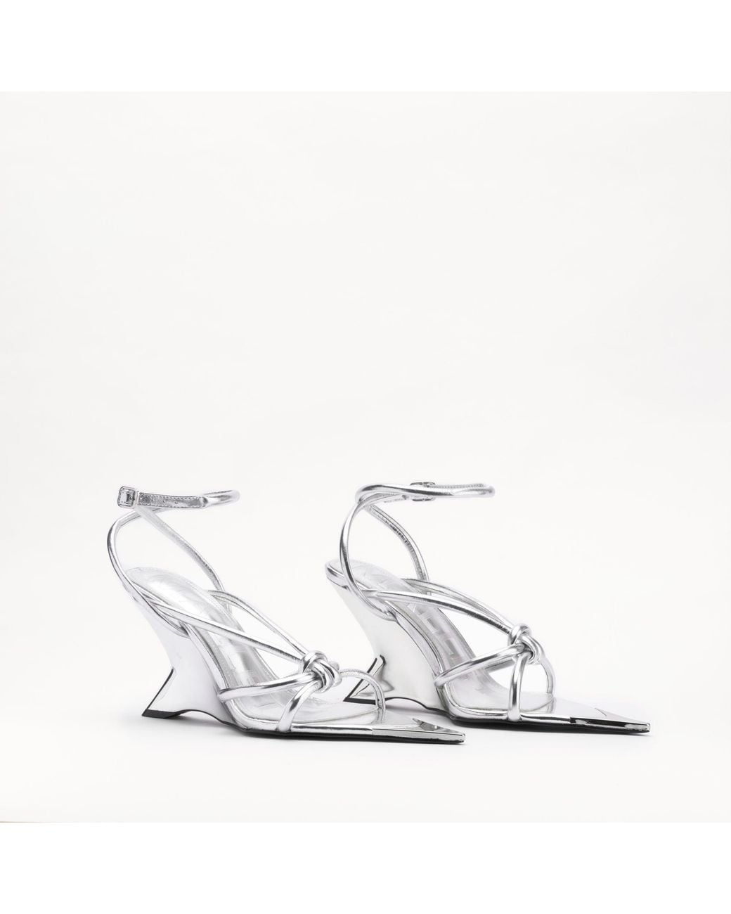 Mallet London White Mallet Amber Strap Metallic Leather Heels