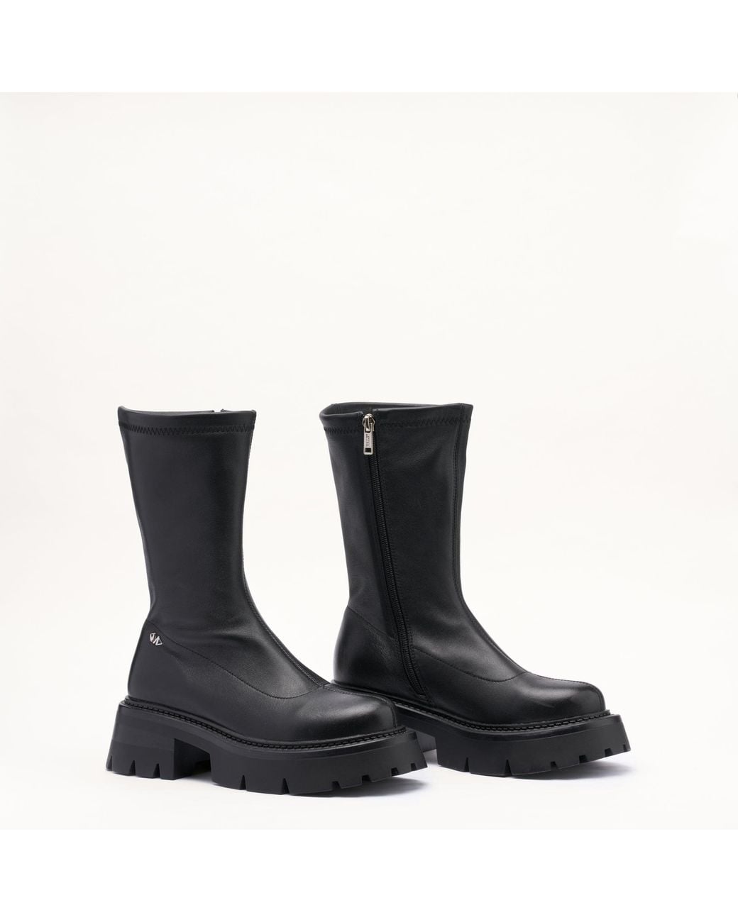 Mallet London Black Mallet Maddie Stretch Leather Sock Boots