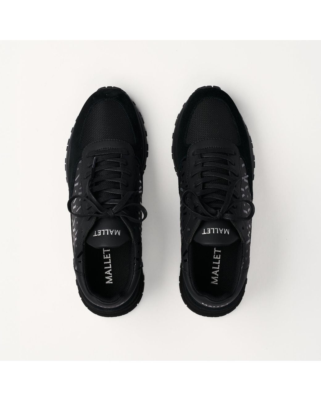Mallet London Black Mallet Popham Essential Gloss Leather Trainers for men