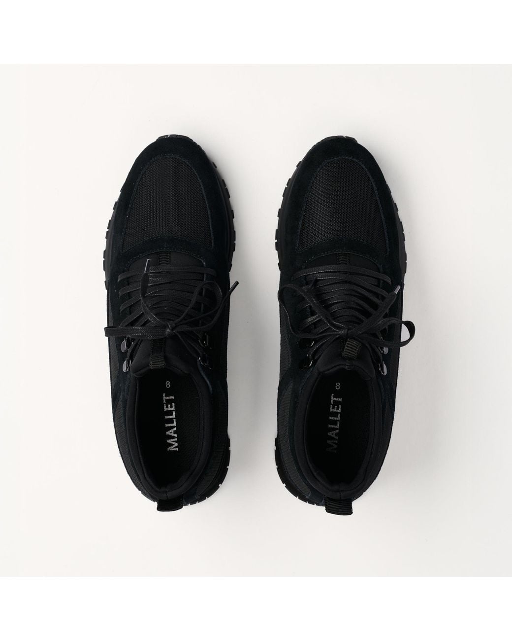 Mallet London Black Mallet Diver Essential Gloss Leather Trainers for men
