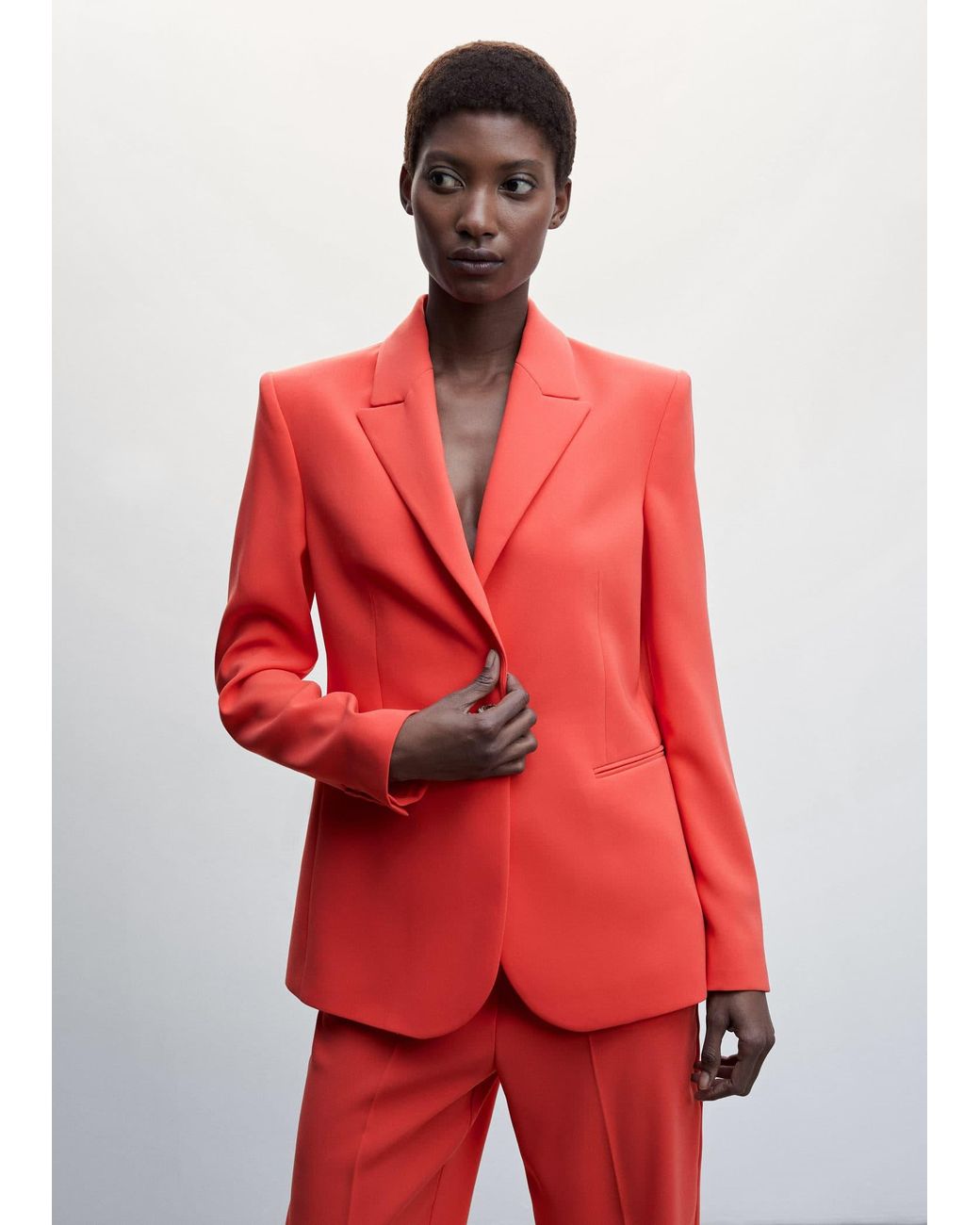 Mango Suit Jacket With Buttons Coral in Red Lyst UK