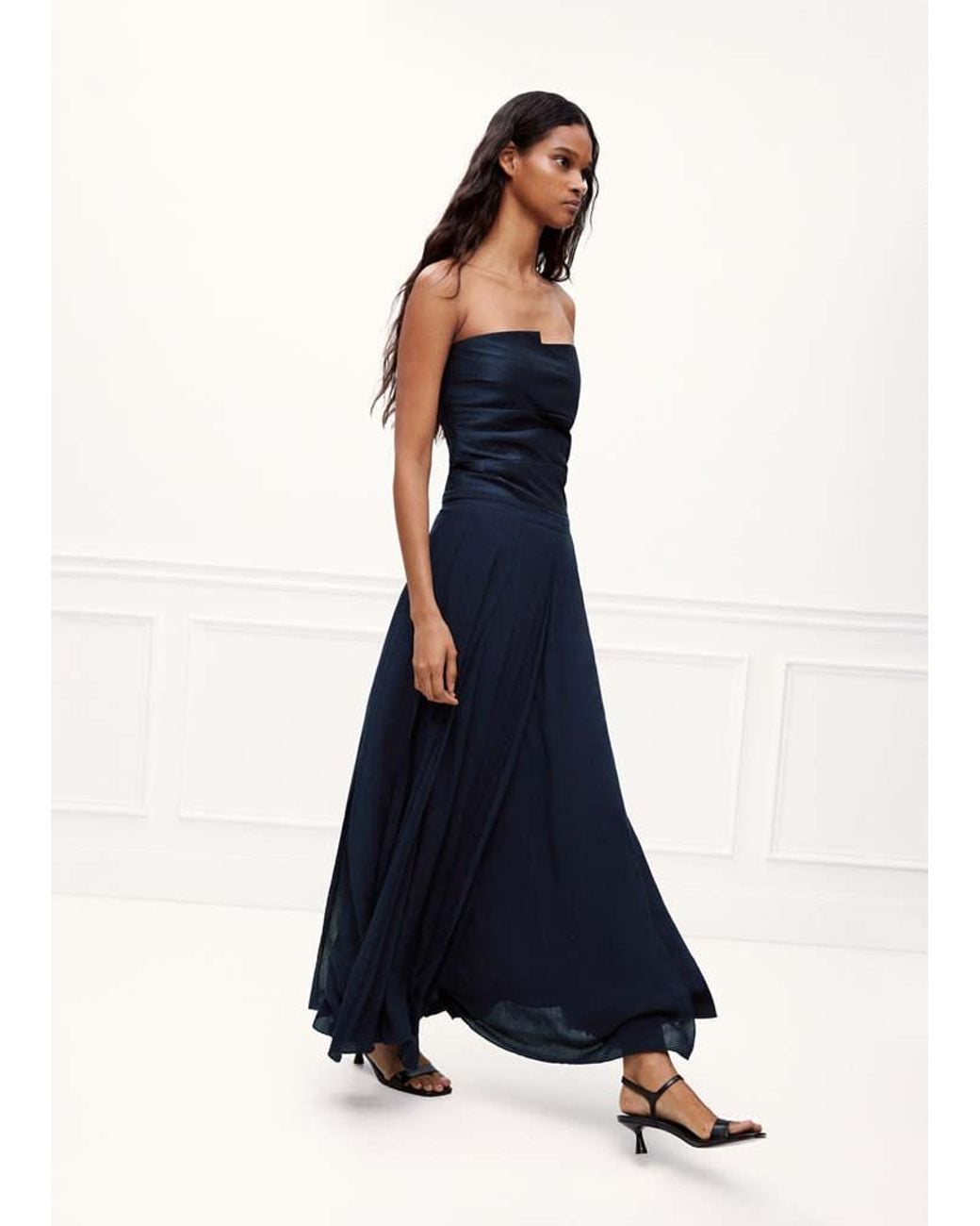 MANGO TEEN Blue Chiffon Skirt With Seams