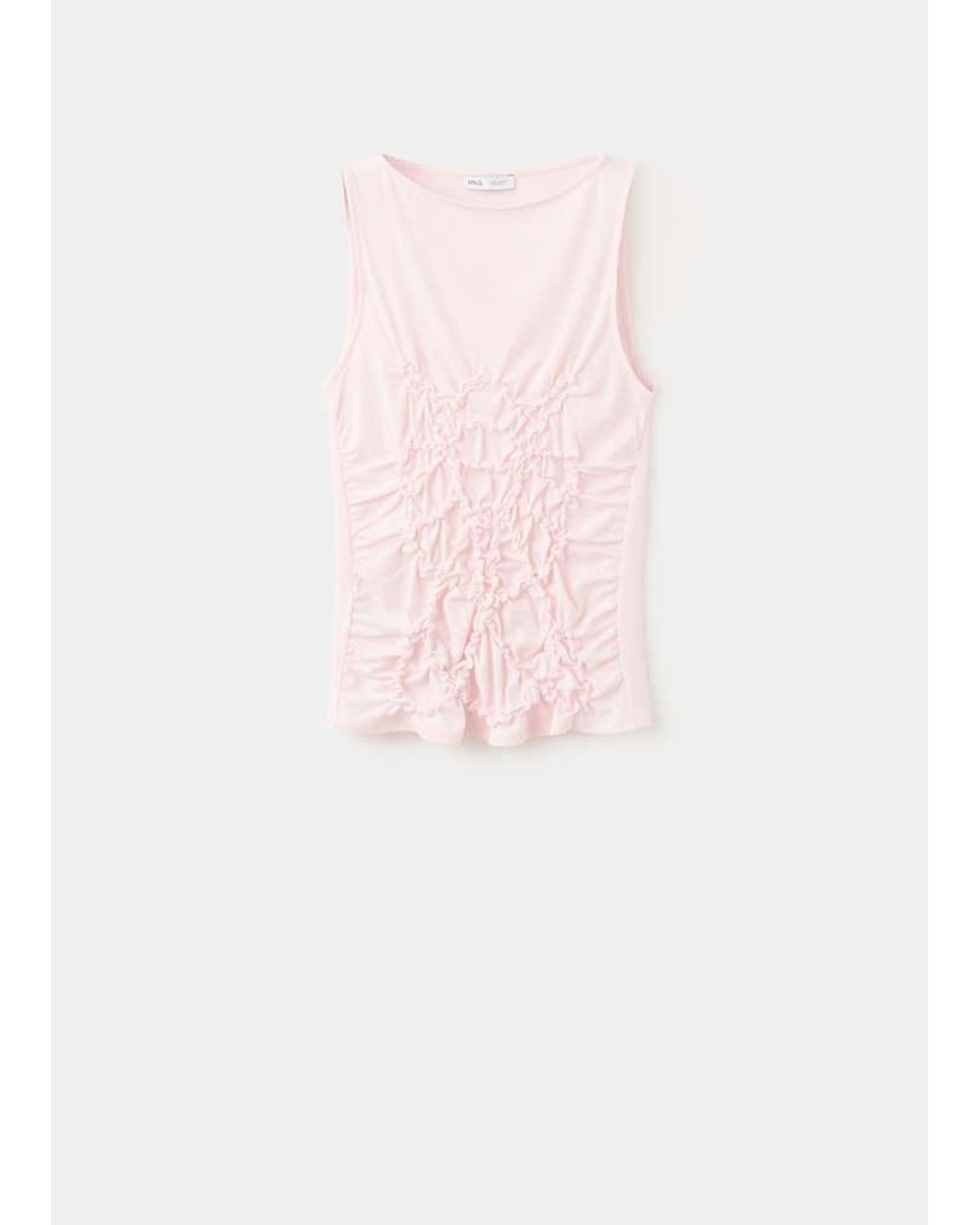 Mango White Ruched Fitted Top
