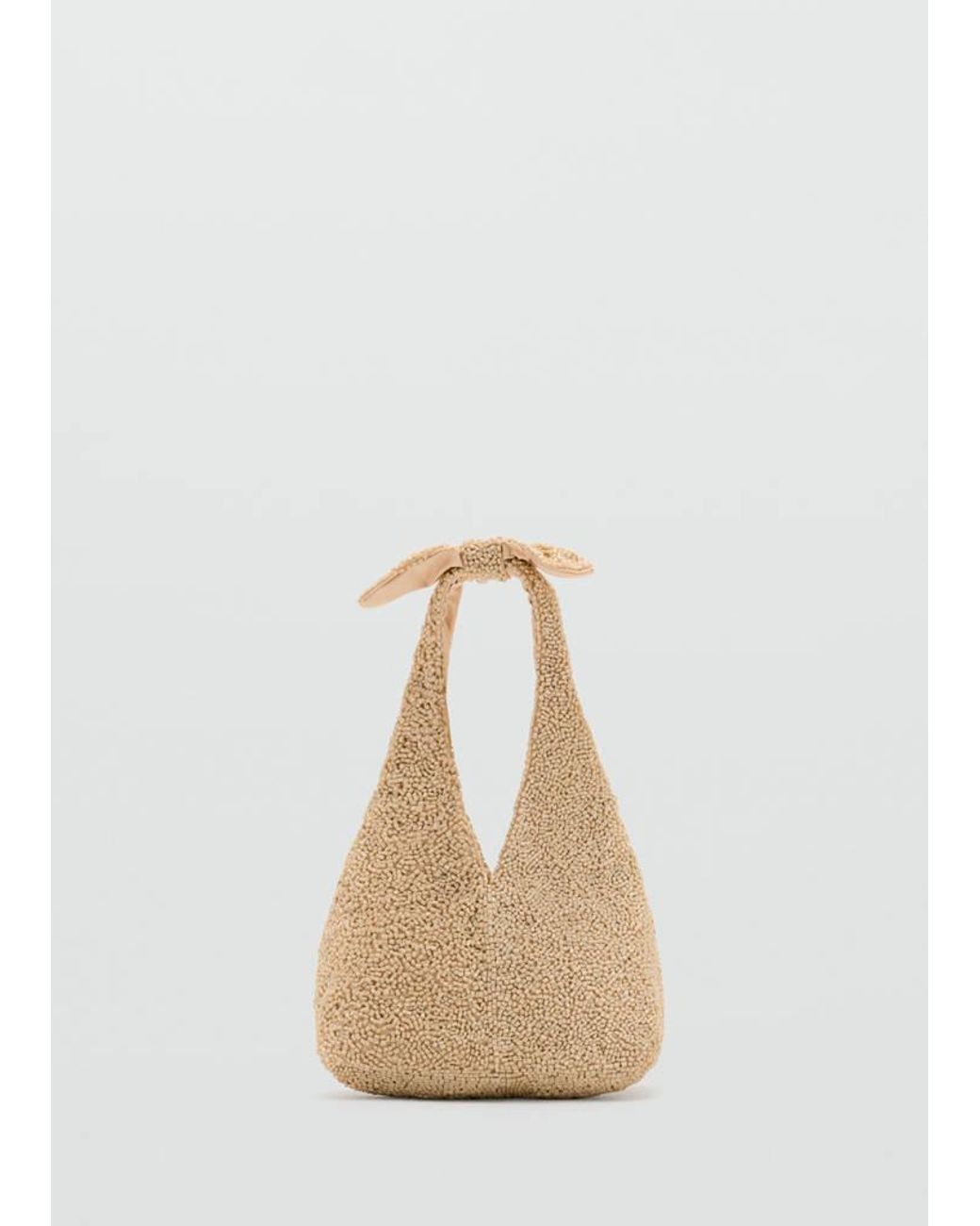 Mango White Beaded Clutch Bag