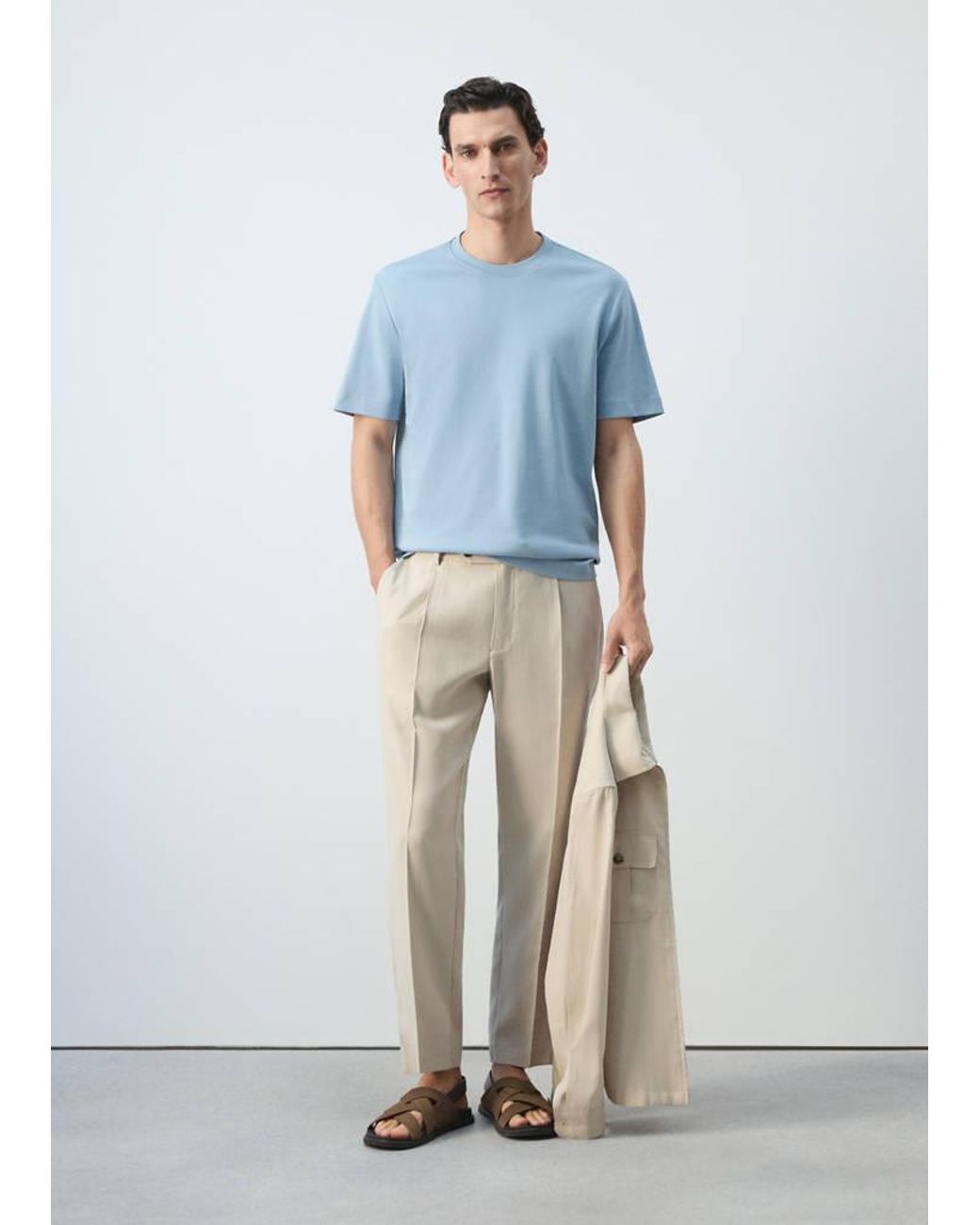 Mango Blue Regular Fit T-Shirt 200Gsm for men