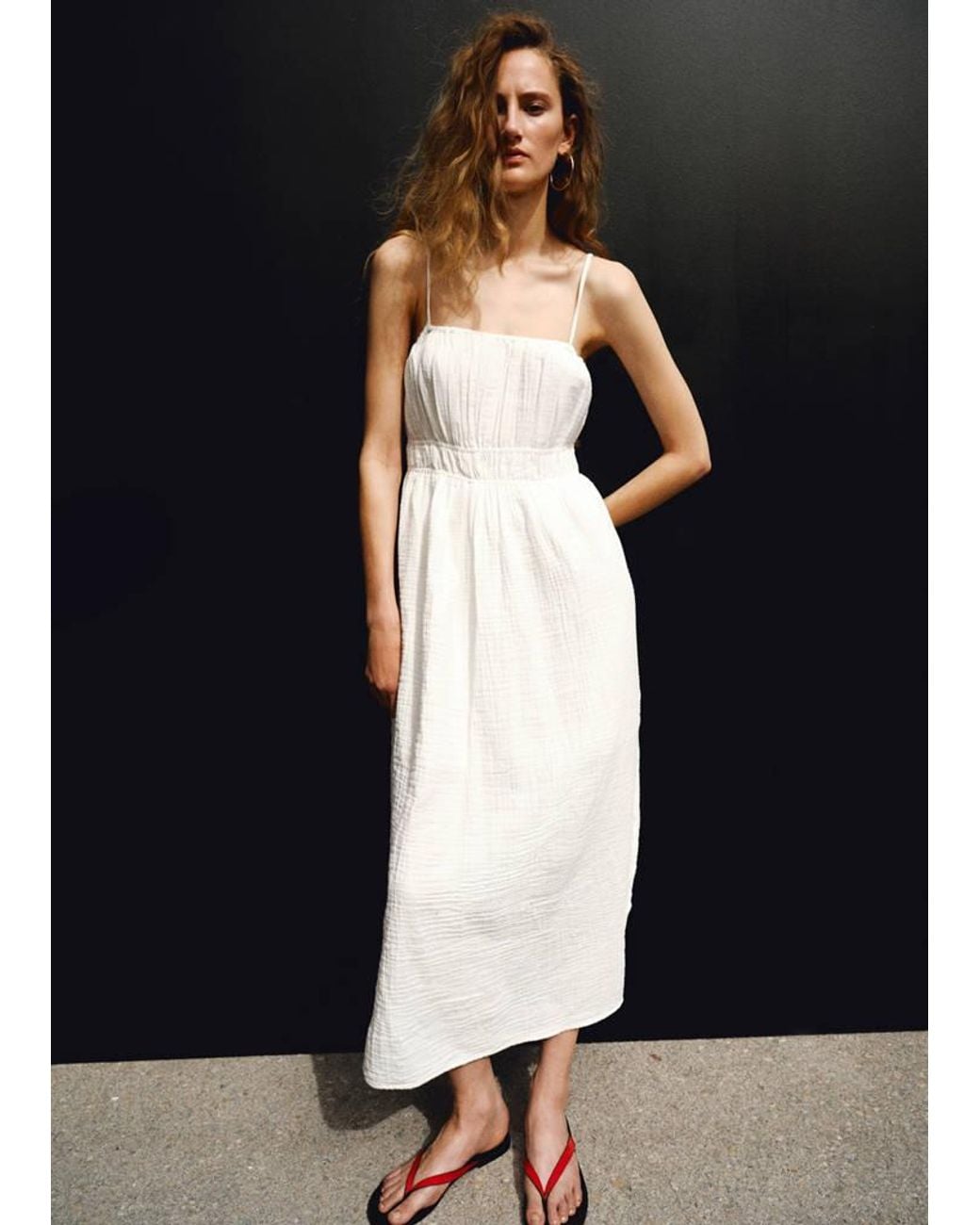 Mango Black Crinkled Muslin Dress