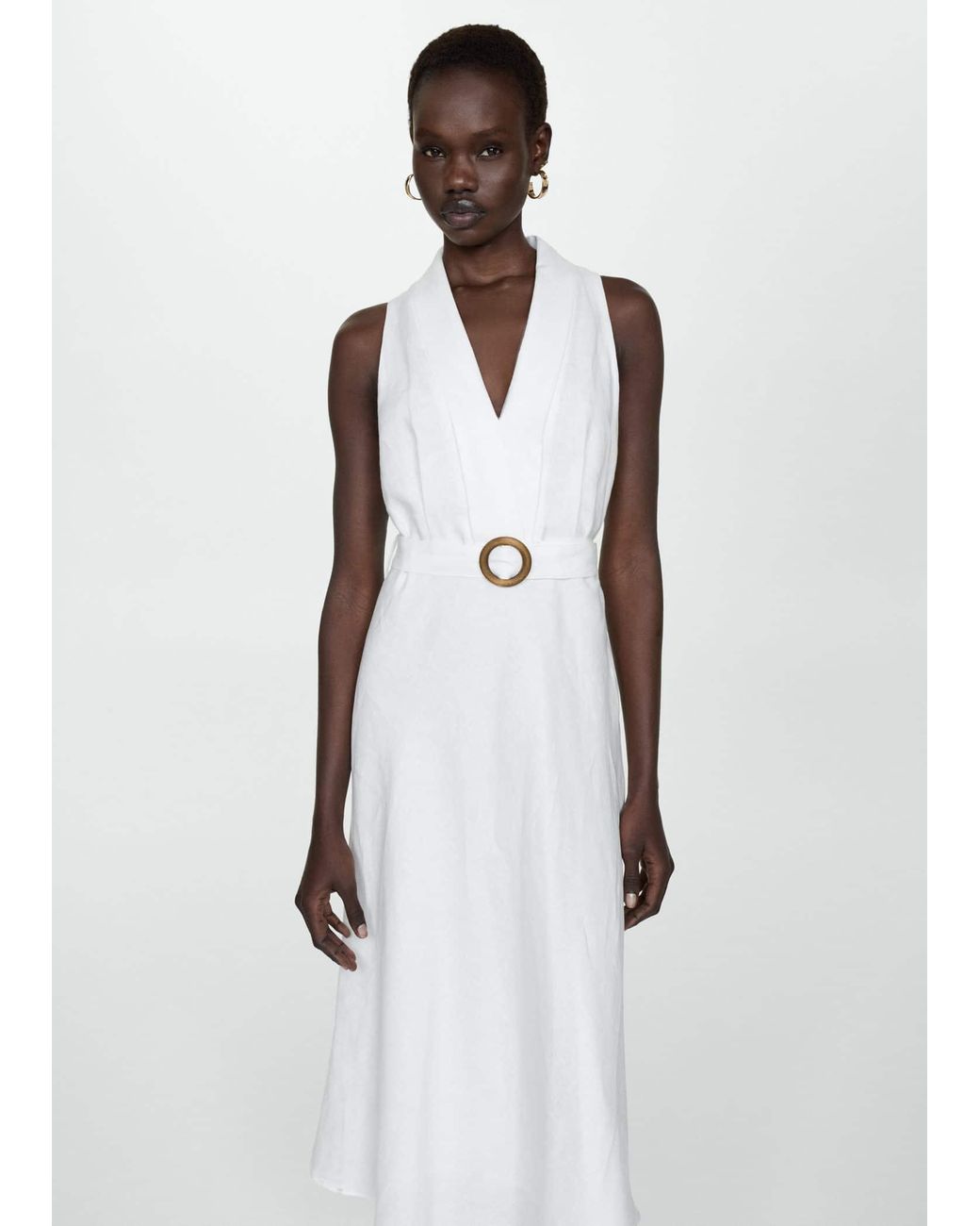 Mango checked linen dress hotsell