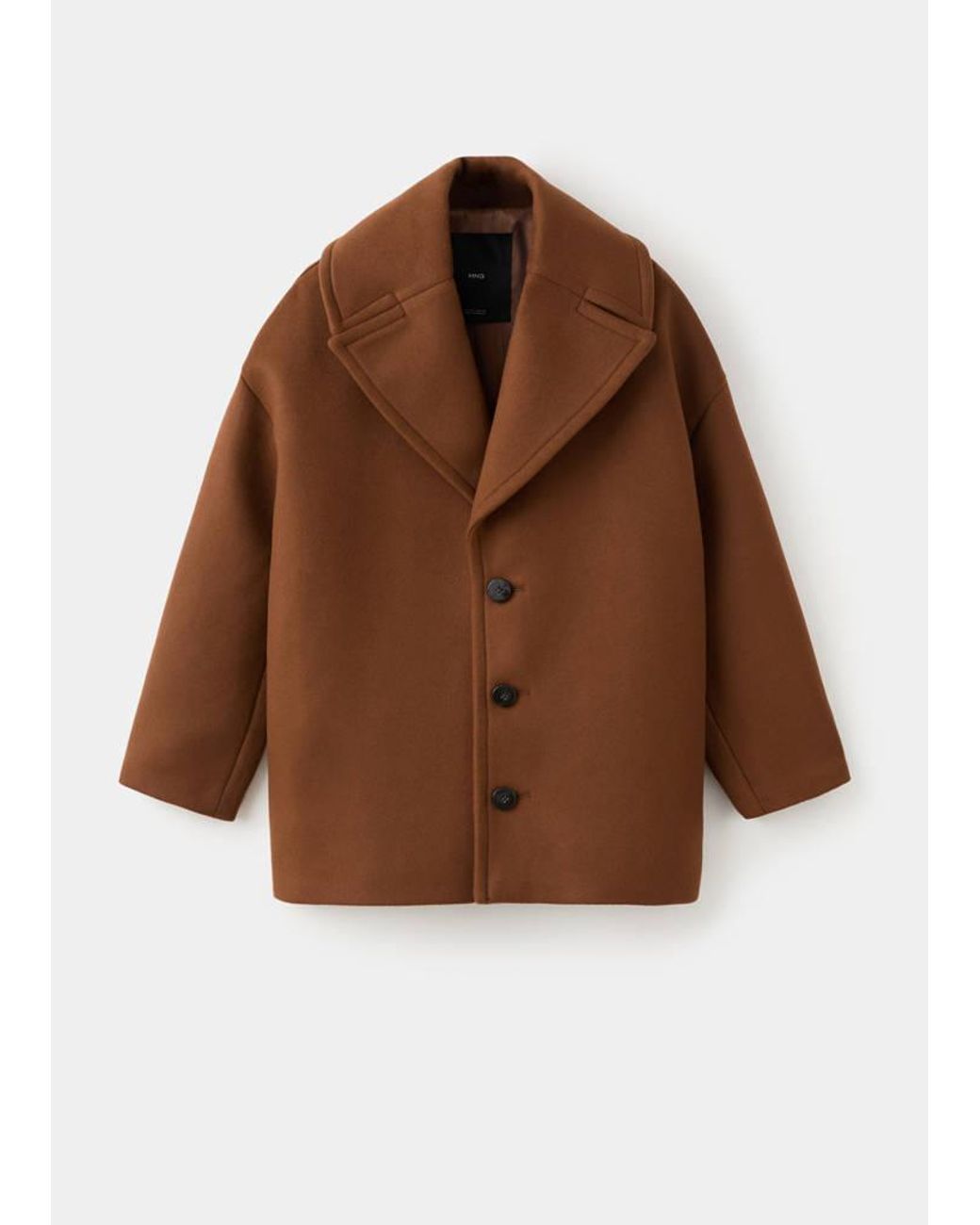 Mango Brown Manteco Wool Coat With Lapels