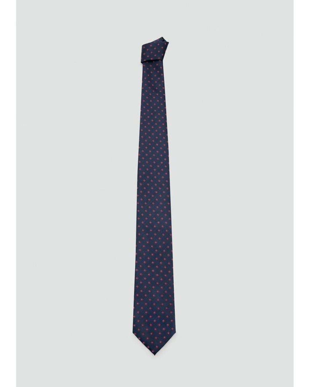 Mango Blue Flower Patterned Silk Tie for men