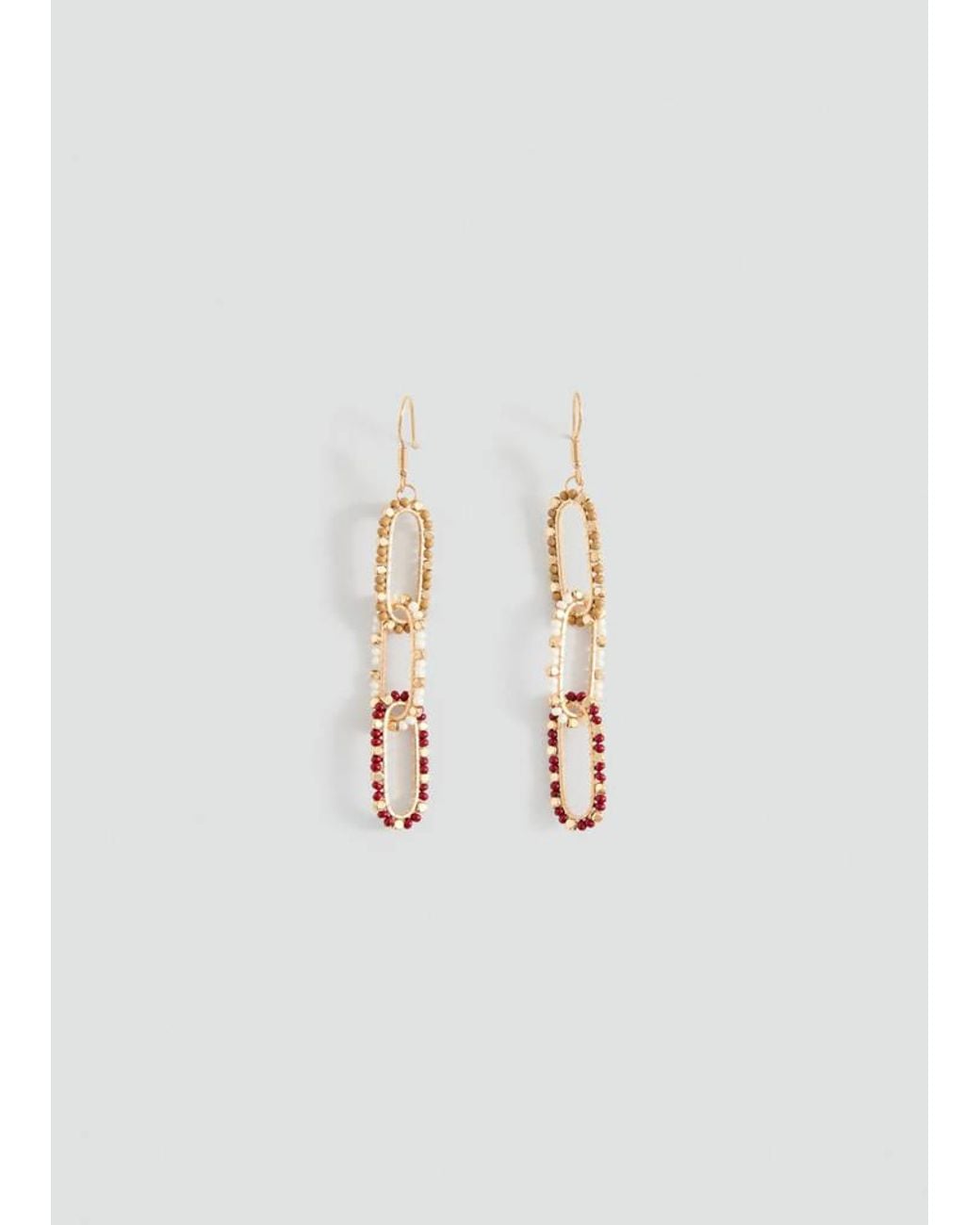 MANGO TEEN White Beaded Link Earrings