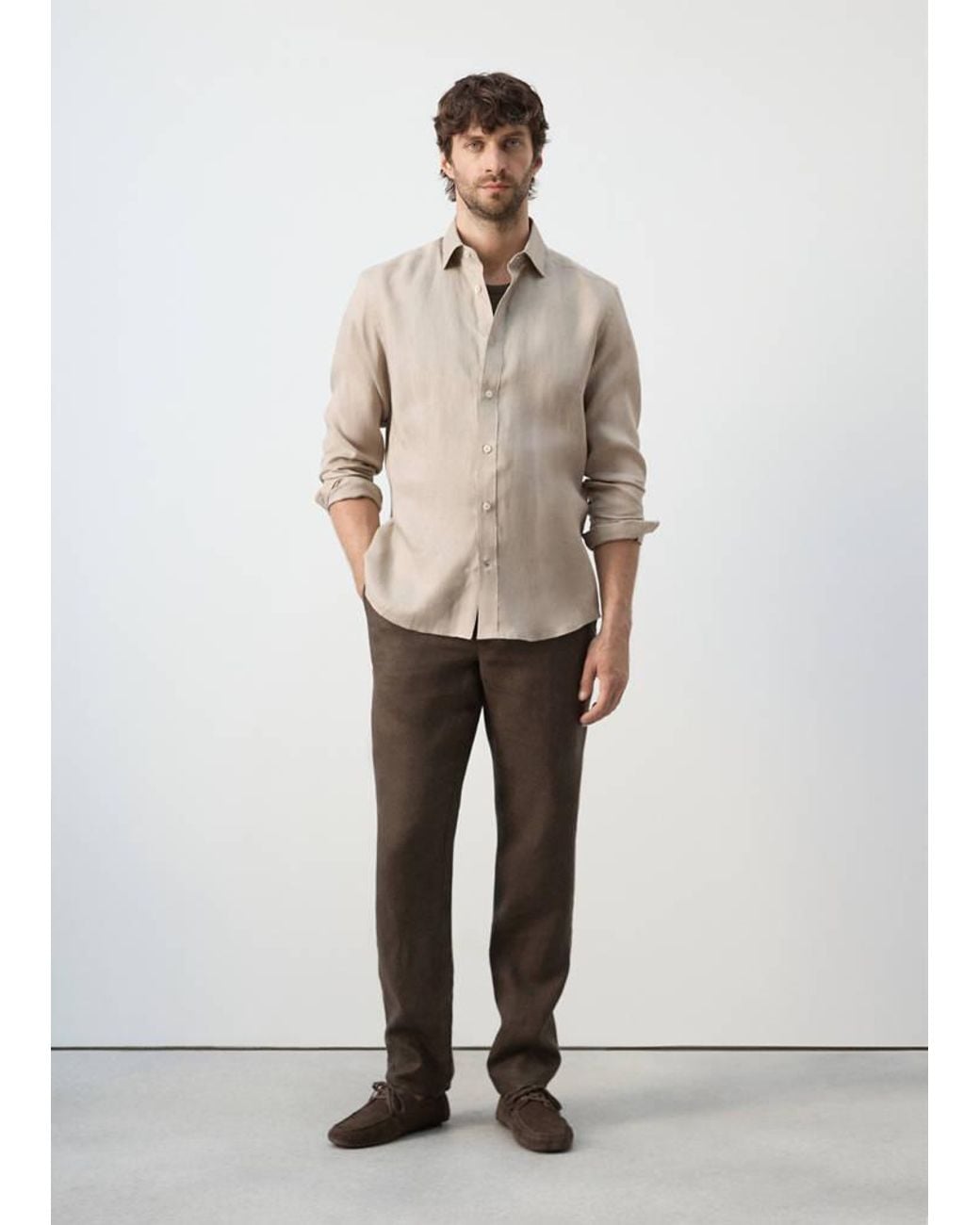 Mango Natural Regular-Fit 100% Linen Shirt for men