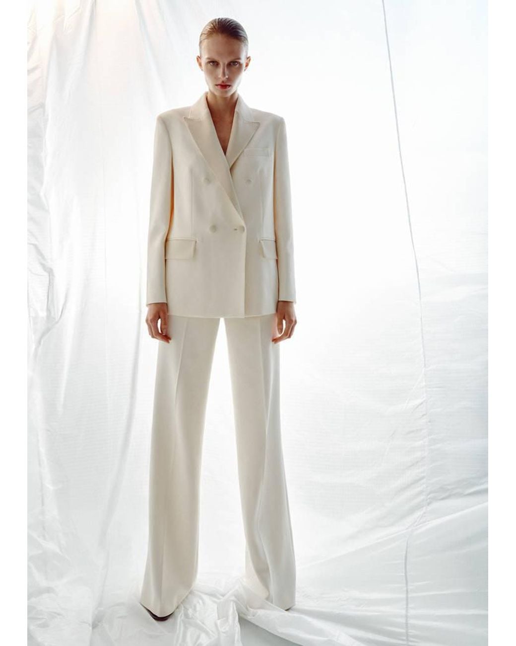 Mango Red Topstitched Blazer With Lapels