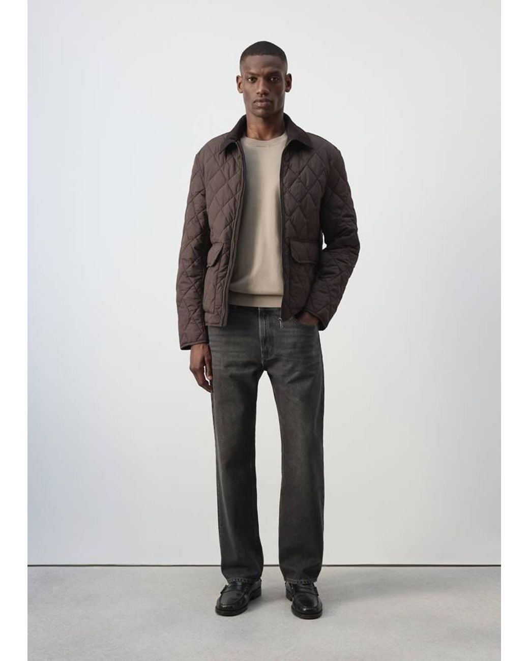Mango Brown Quilted Water Repellent Jacket for men