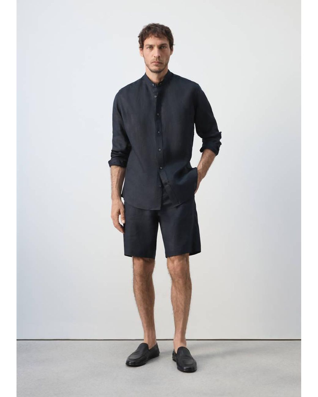 Mango Blue Regular-Fit 100% Linen Shirt for men