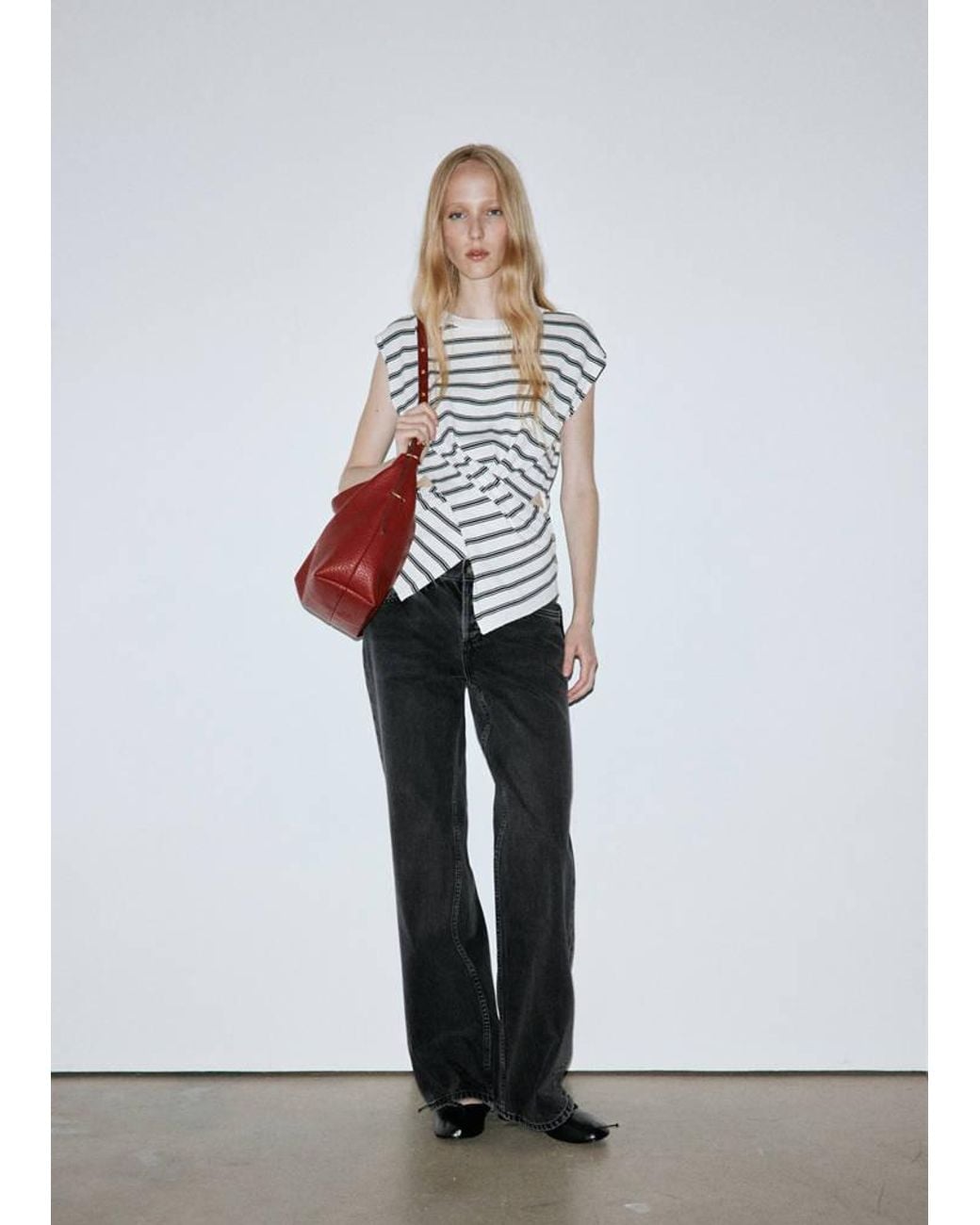Mango White Straight Low-Waist Jeans