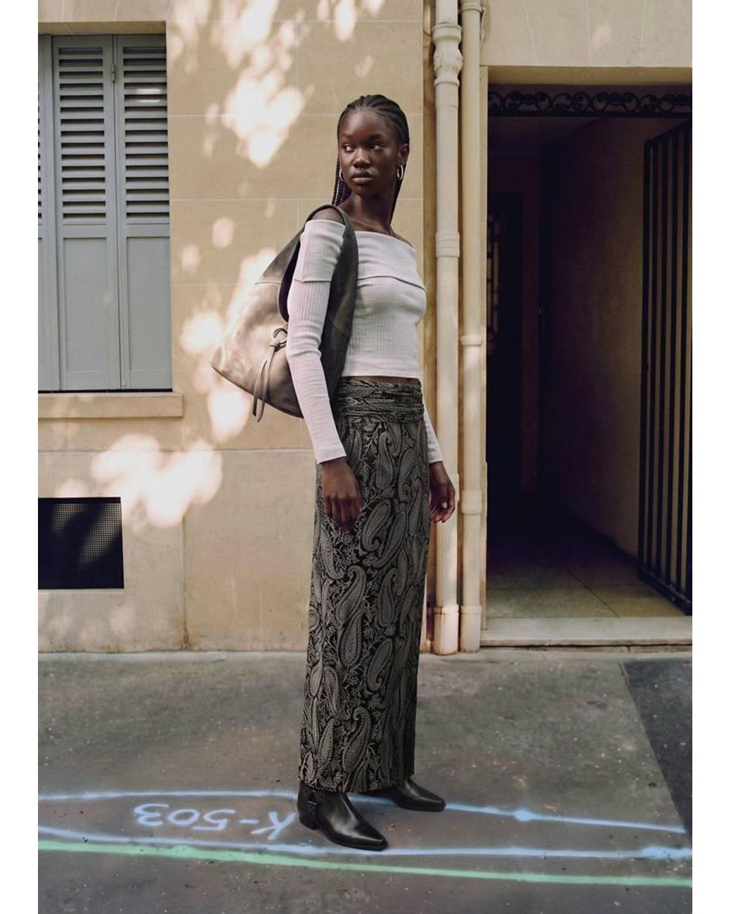 MANGO TEEN Black Paisley Print Chiffon Skirt