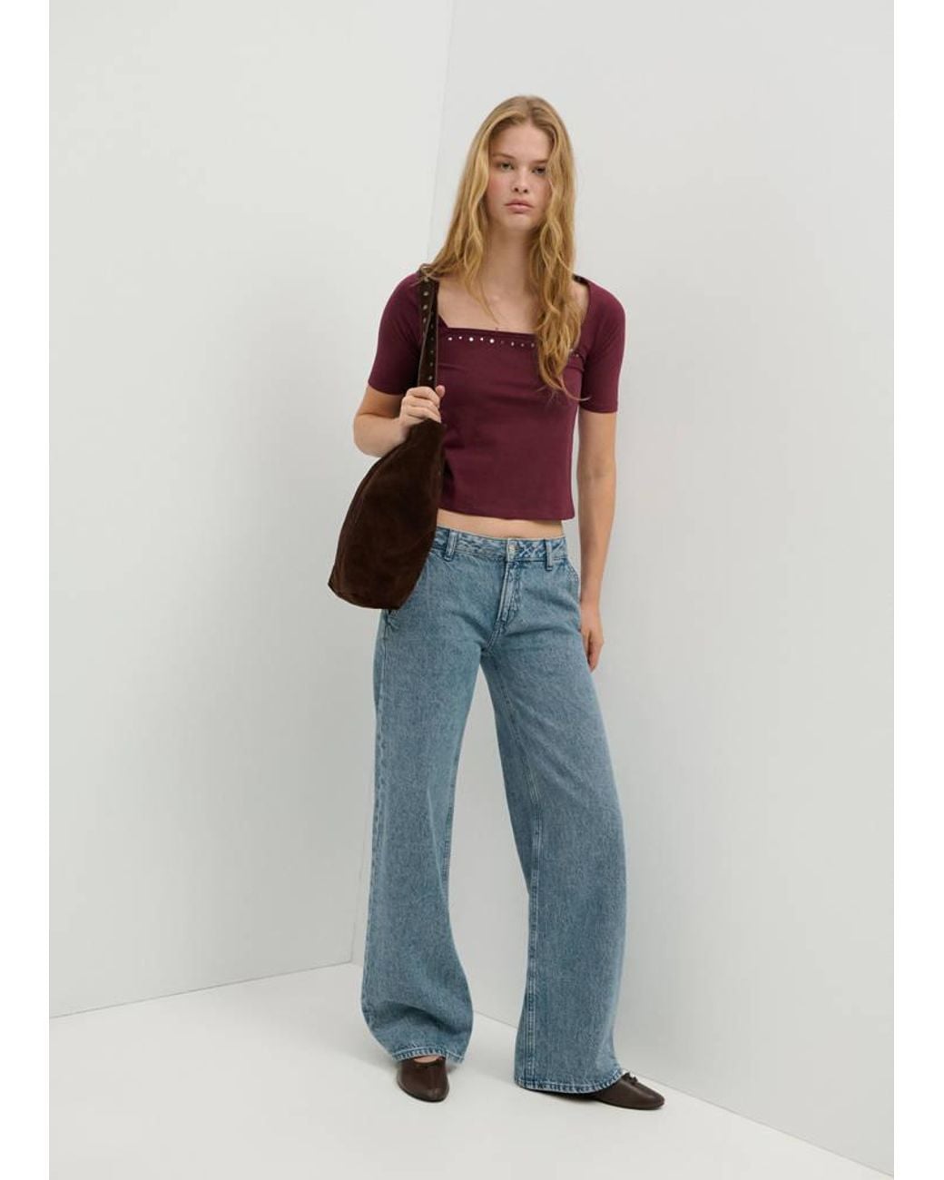 MANGO TEEN Blue T-Shirt With Stud Detailing