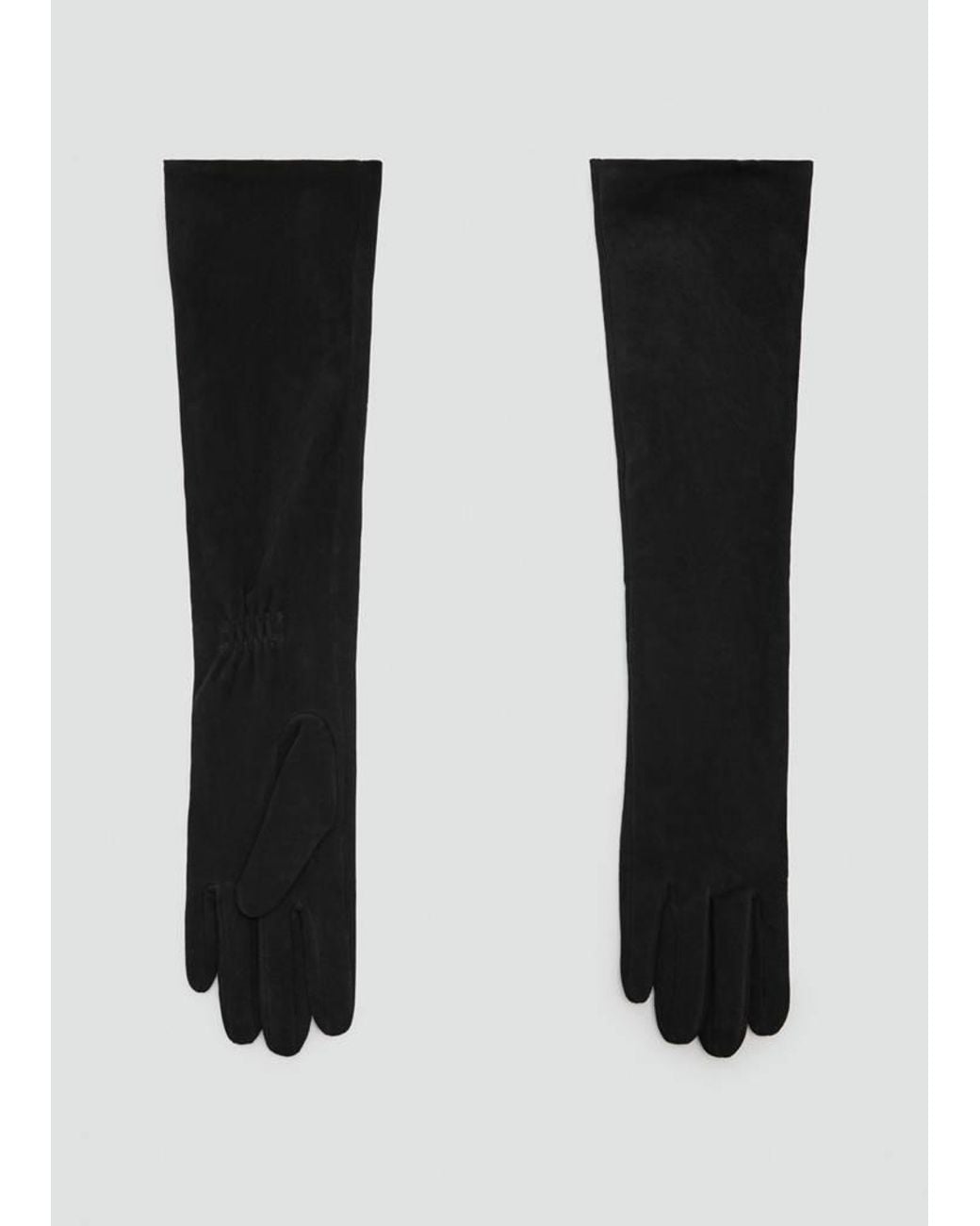 Mango Black Leather Long Gloves