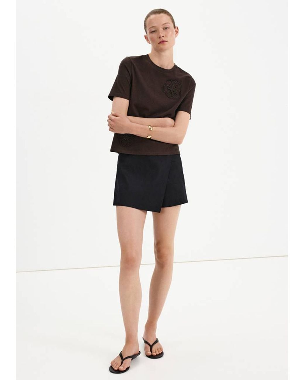 Mango Black Beaded Embroidery T-Shirt
