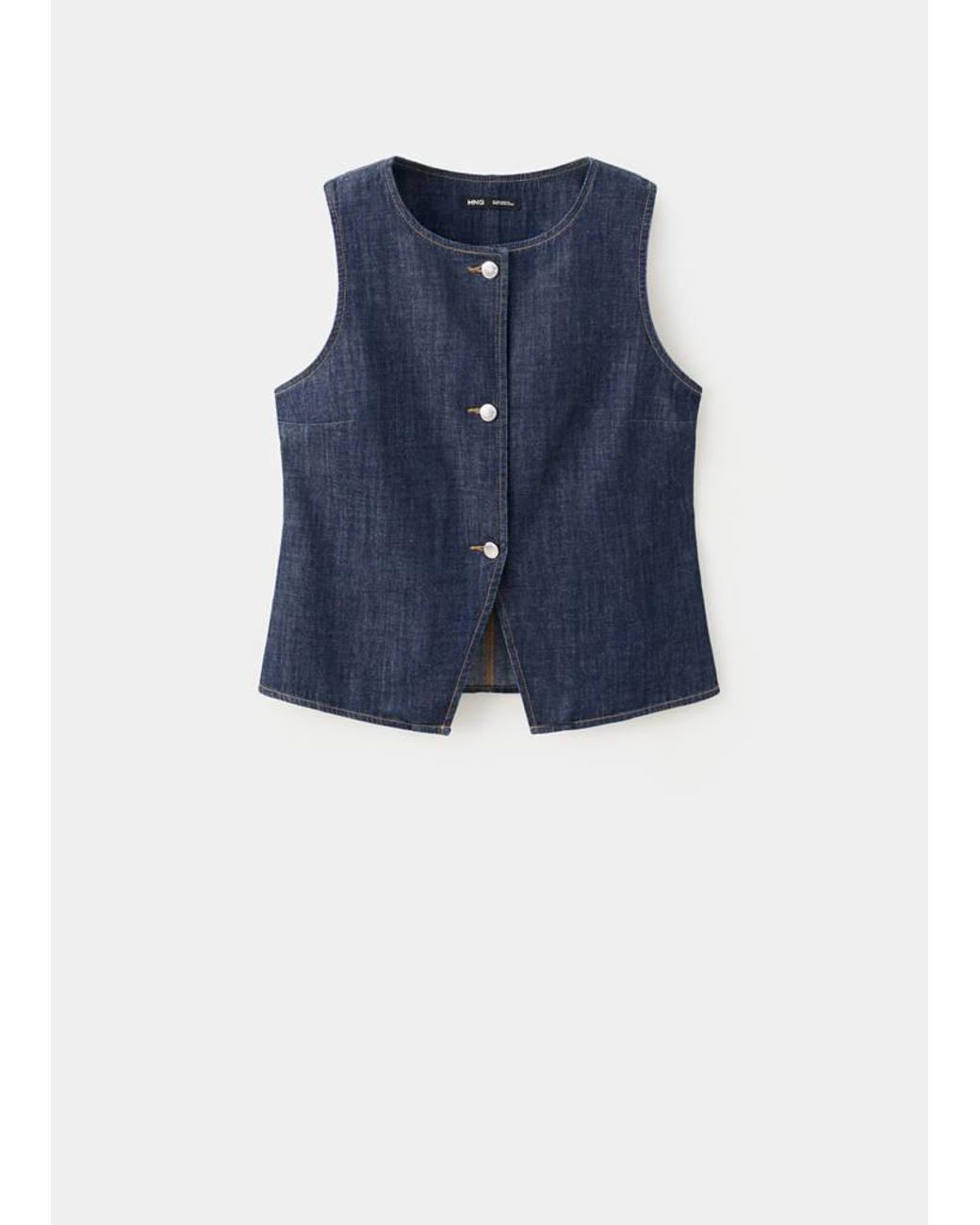 Mango Blue Buttoned Denim Gilet