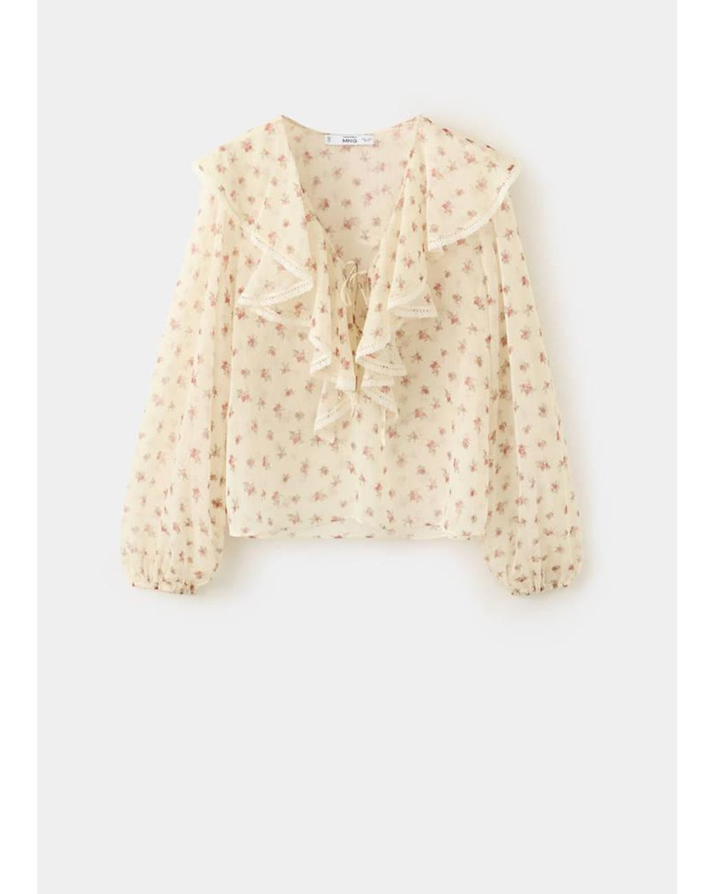 Mango Natural Ruffled Floral Blouse