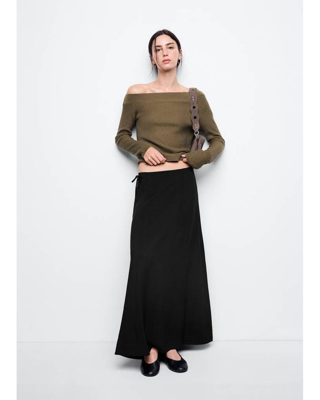 MANGO TEEN White Tie Long Skirt