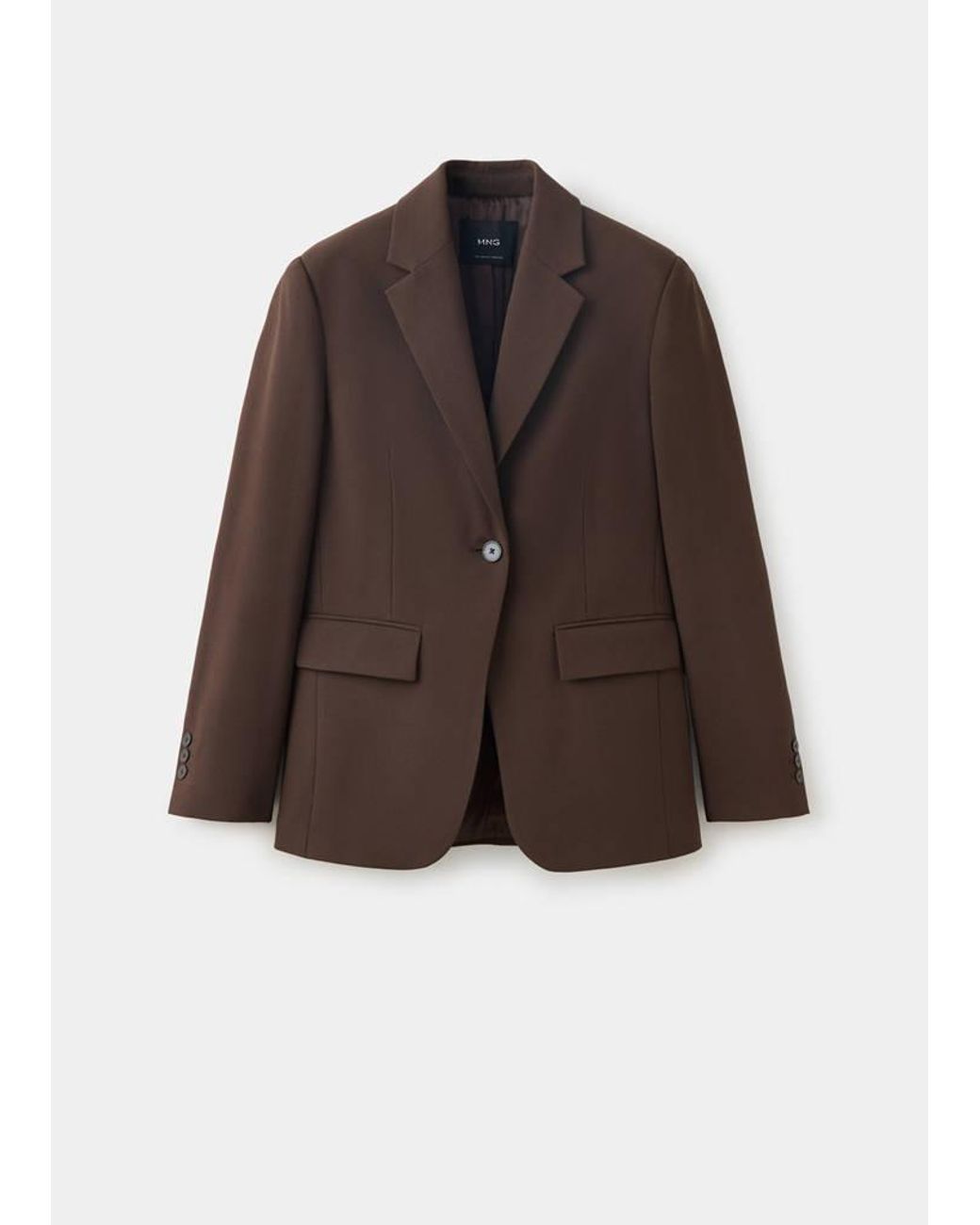 Mango Brown Straight Jacket With Flap Pockets