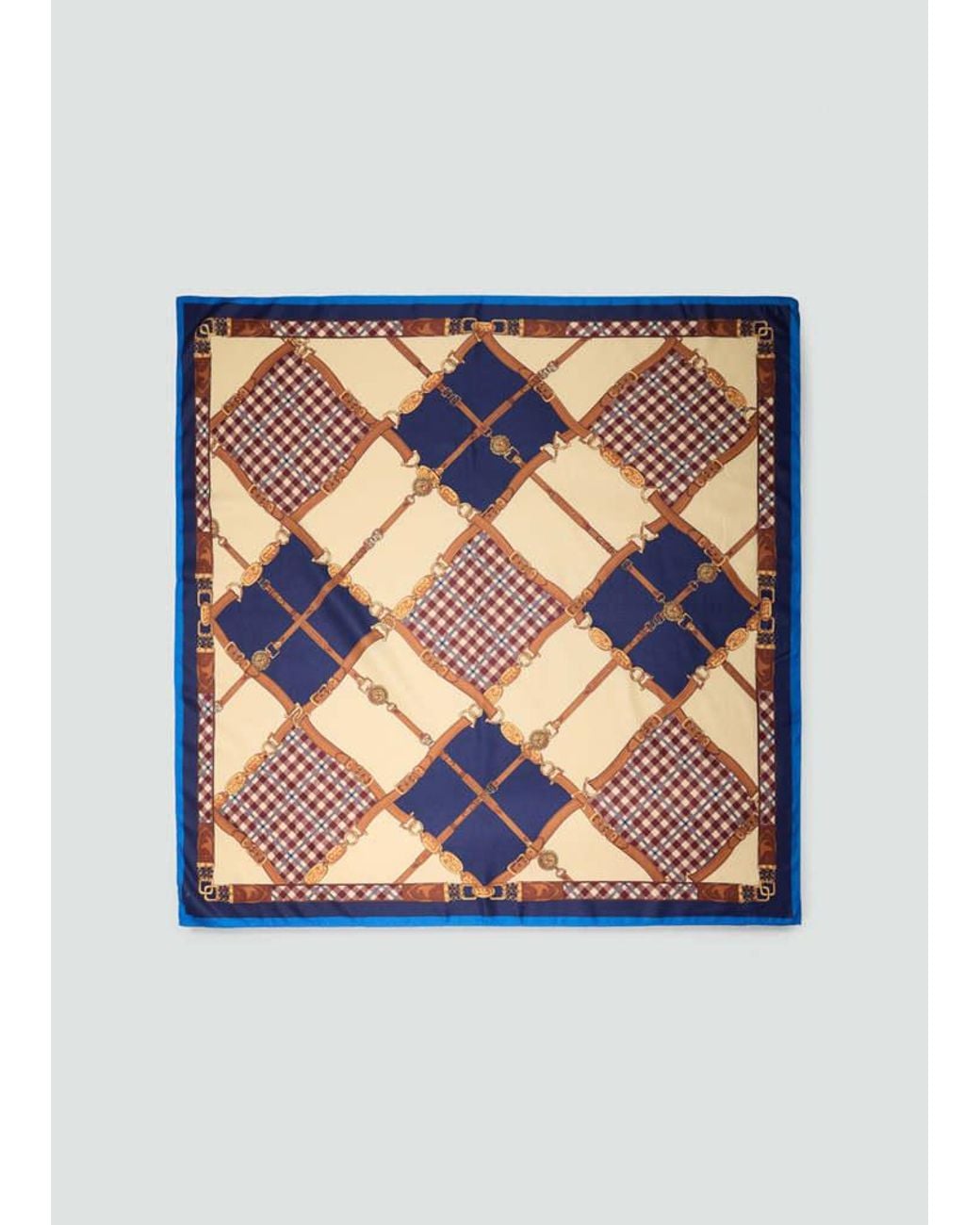 Mango Blue Printed Diamond-Pattern Scarf