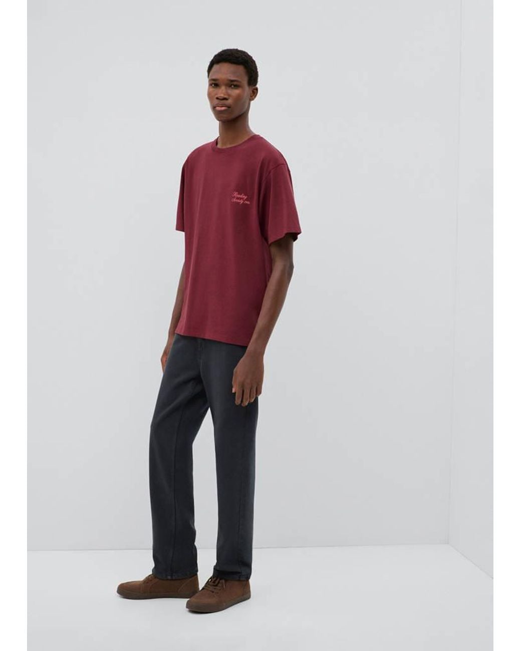 MANGO TEEN Red Printed Cotton-Blend T-Shirt for men