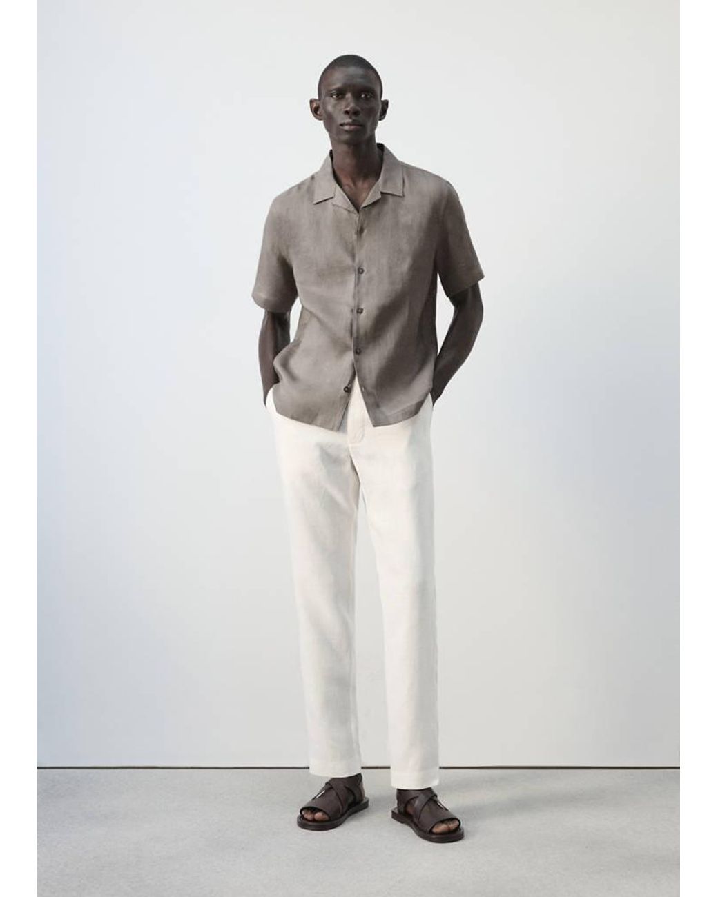 Mango White Regular-Fit 100% Linen Shirt for men