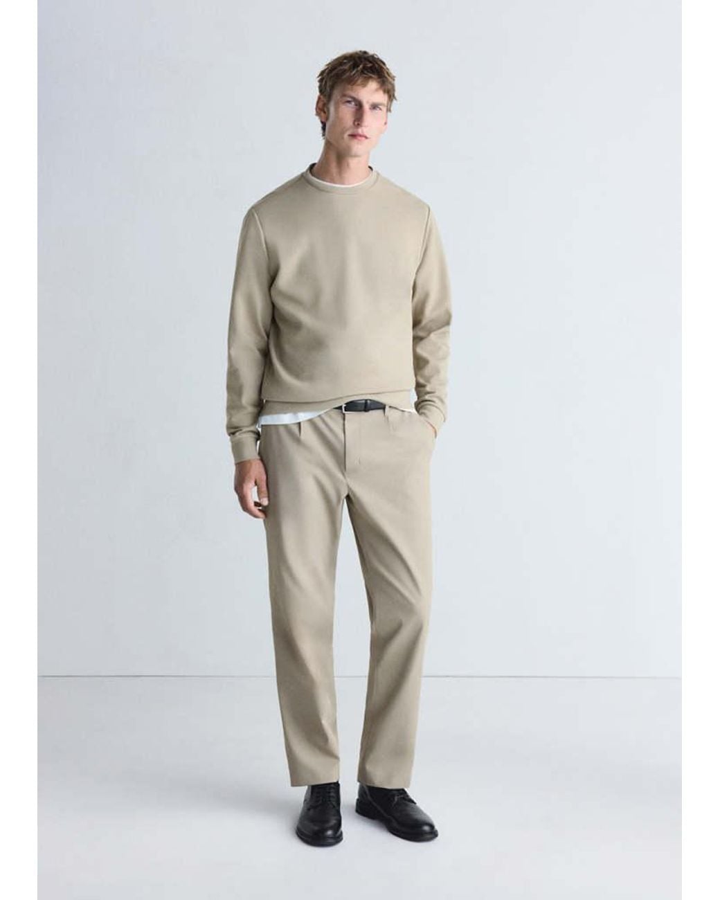 Mango White Regular Fit Thermolite Sweatshirt for men