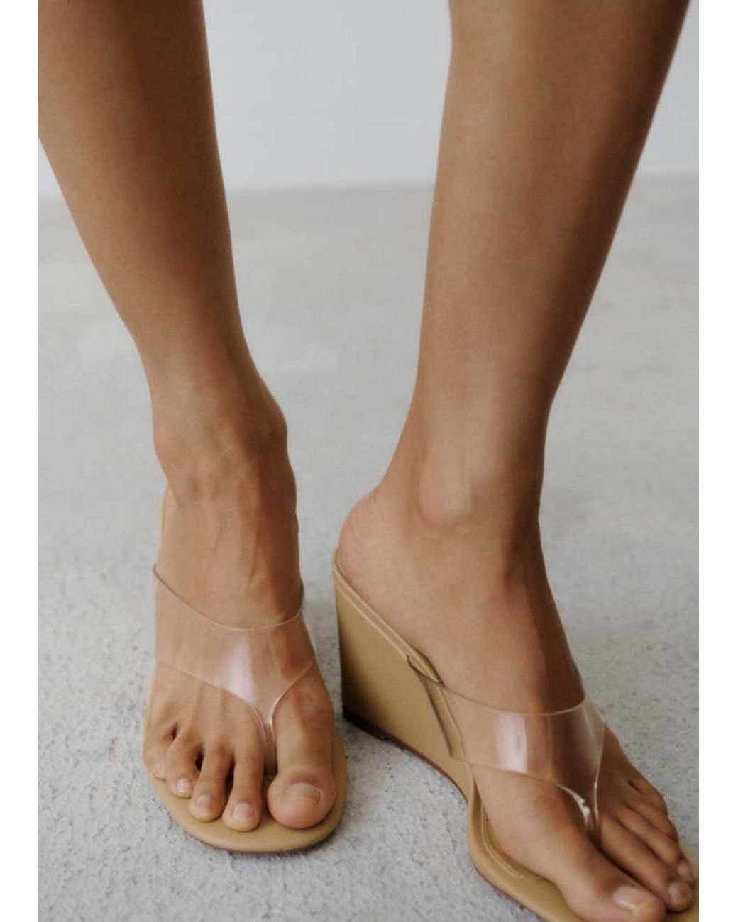 Mango Gray Vinyl Strap Wedge Sandal