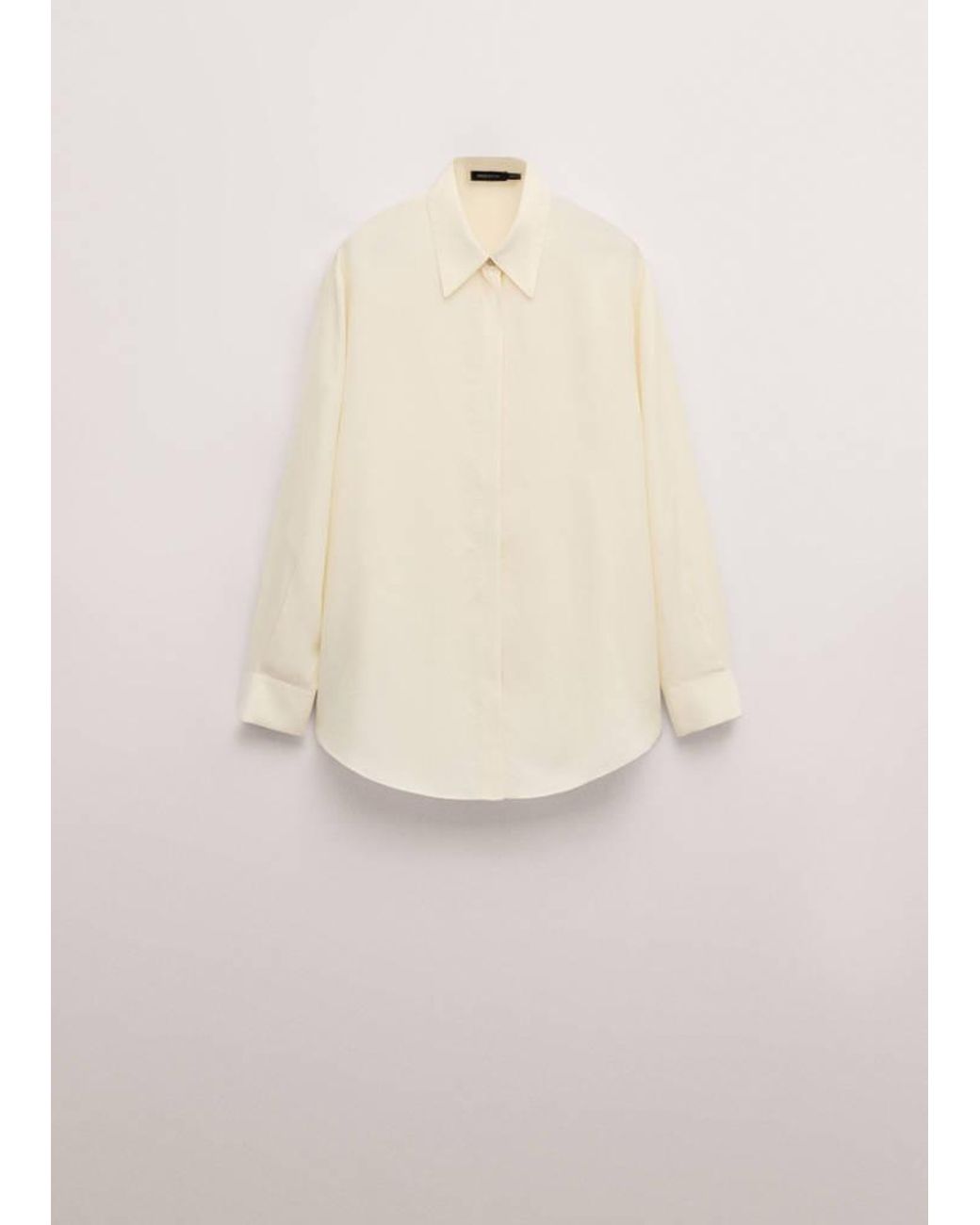 Mango Natural 100% Silk Blouse With Hidden Buttons