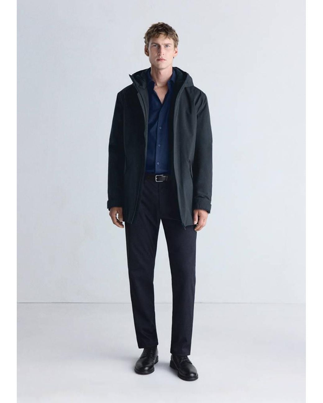 Mango Blue Packable Parka With Waterproof Thermore Filling for men