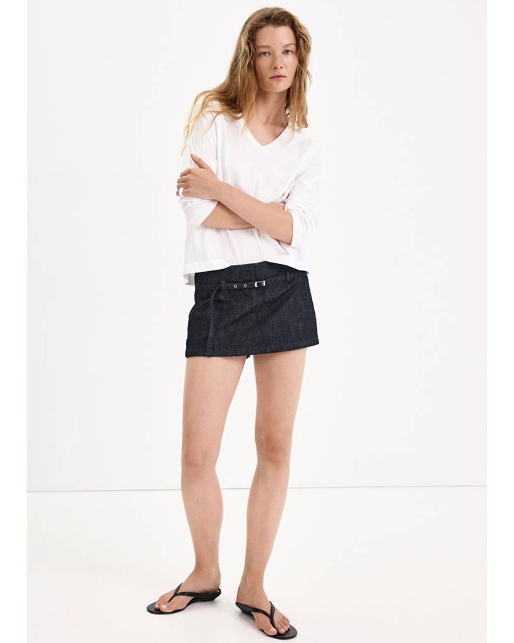 Mango White Denim Culottes With Belt
