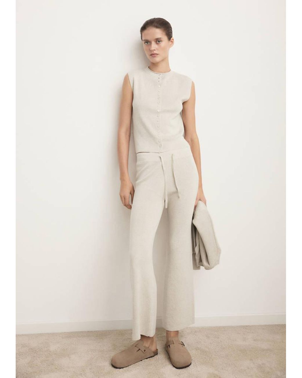 Mango Natural Short-Sleeved Knitted Cardigan