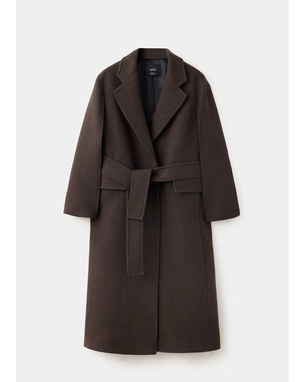 Mango Brown Manteco Wool Coat With Belt