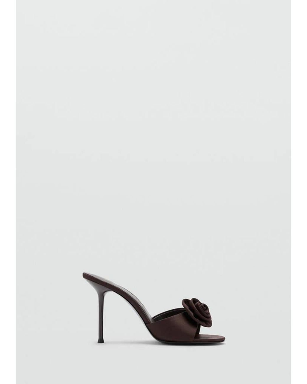 Mango White Satin Maxi Flower Sandal