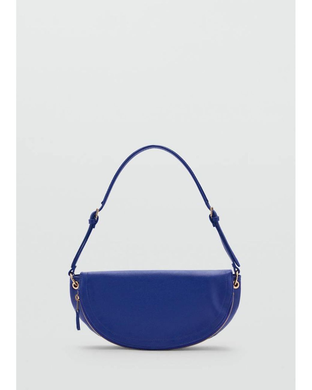 Mango Blue Semi-Circular Faux Leather Shoulder Bag