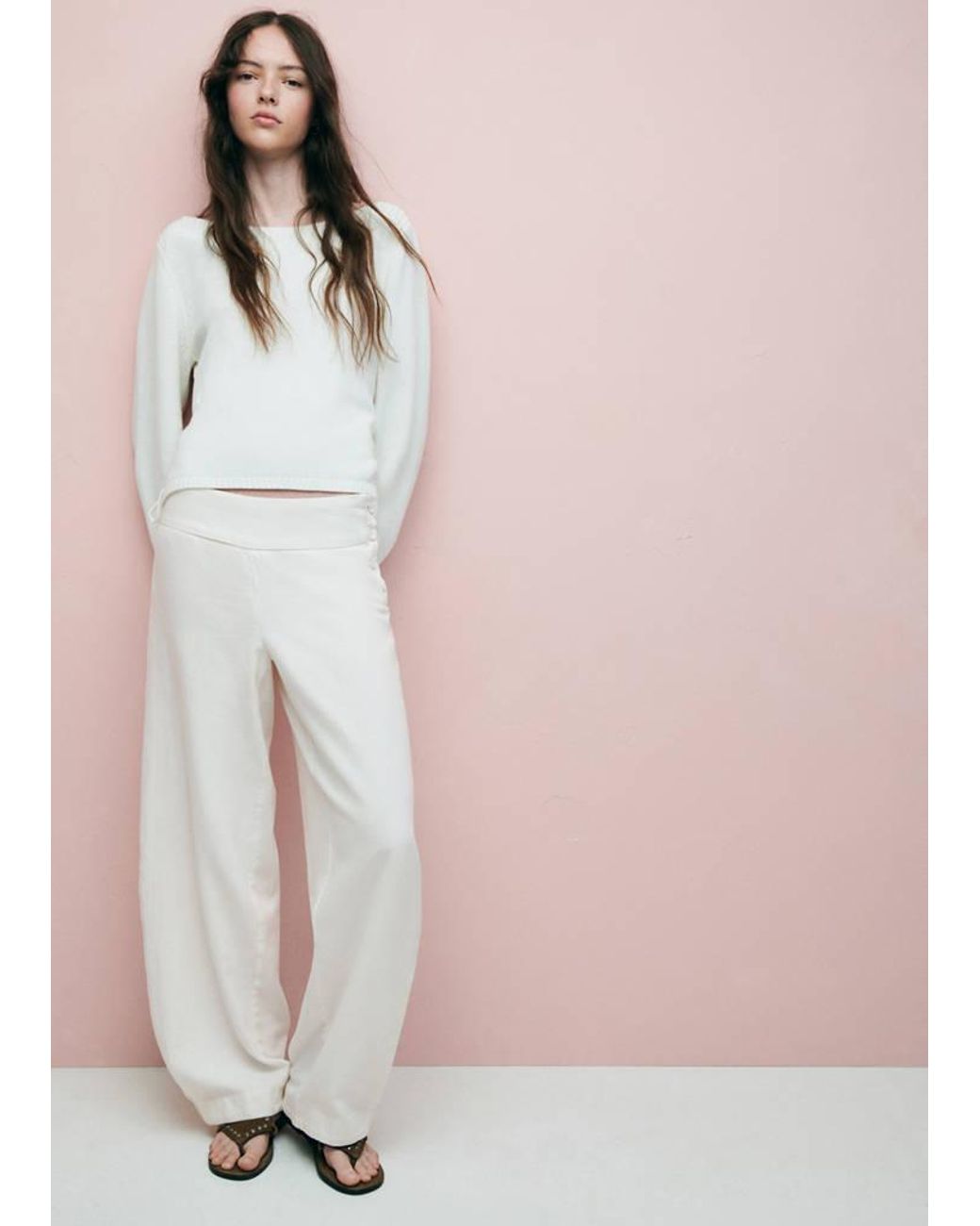 MANGO TEEN Pink Barrel Trousers With Button Detail