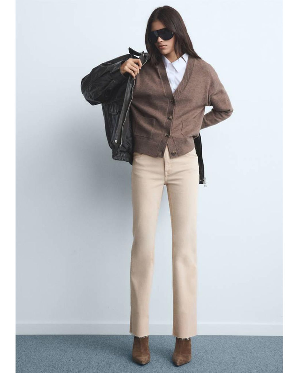 Mango Natural Sienna Flared Cropped Jeans