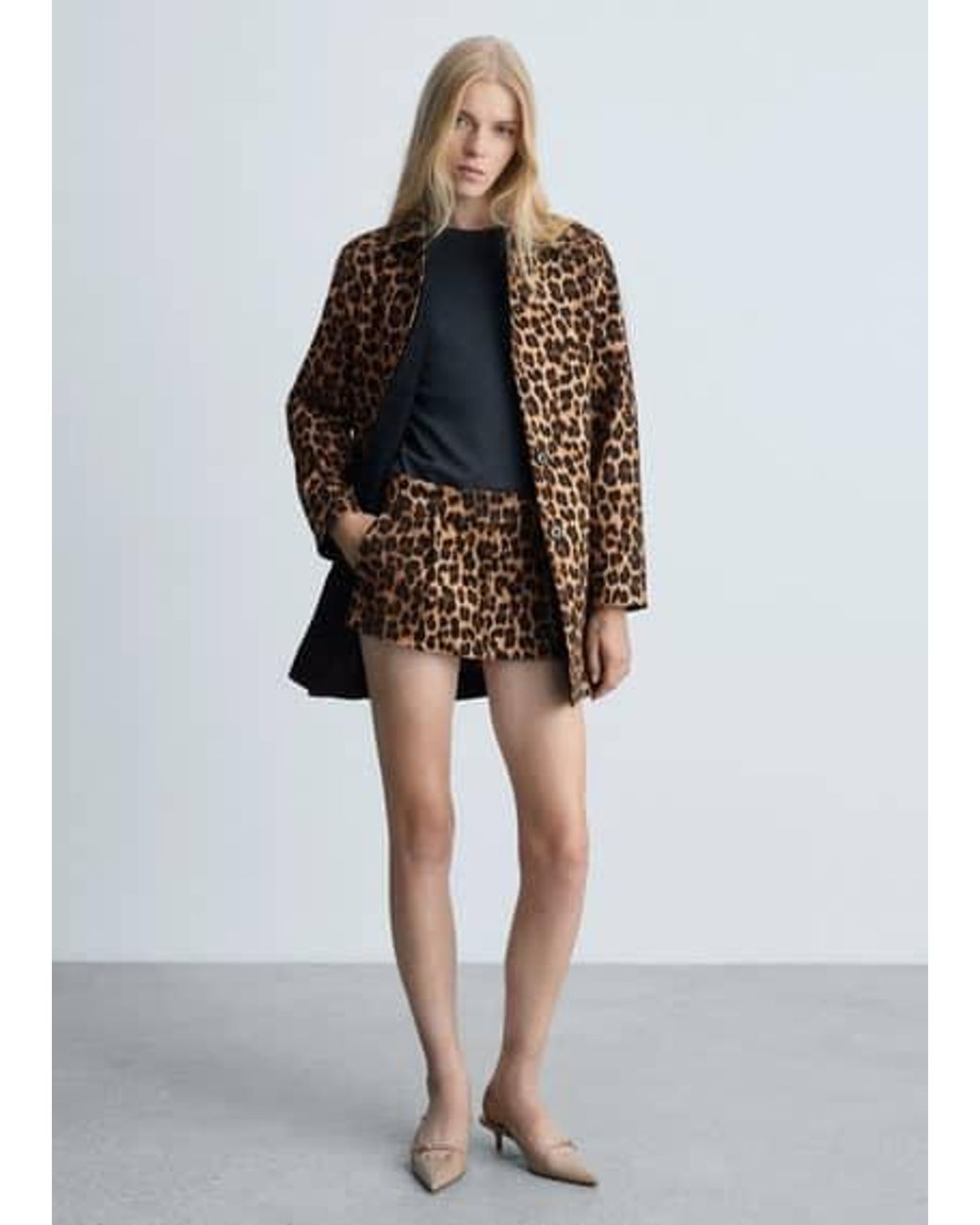 Mango Leopard Print Skort in Black Lyst UK