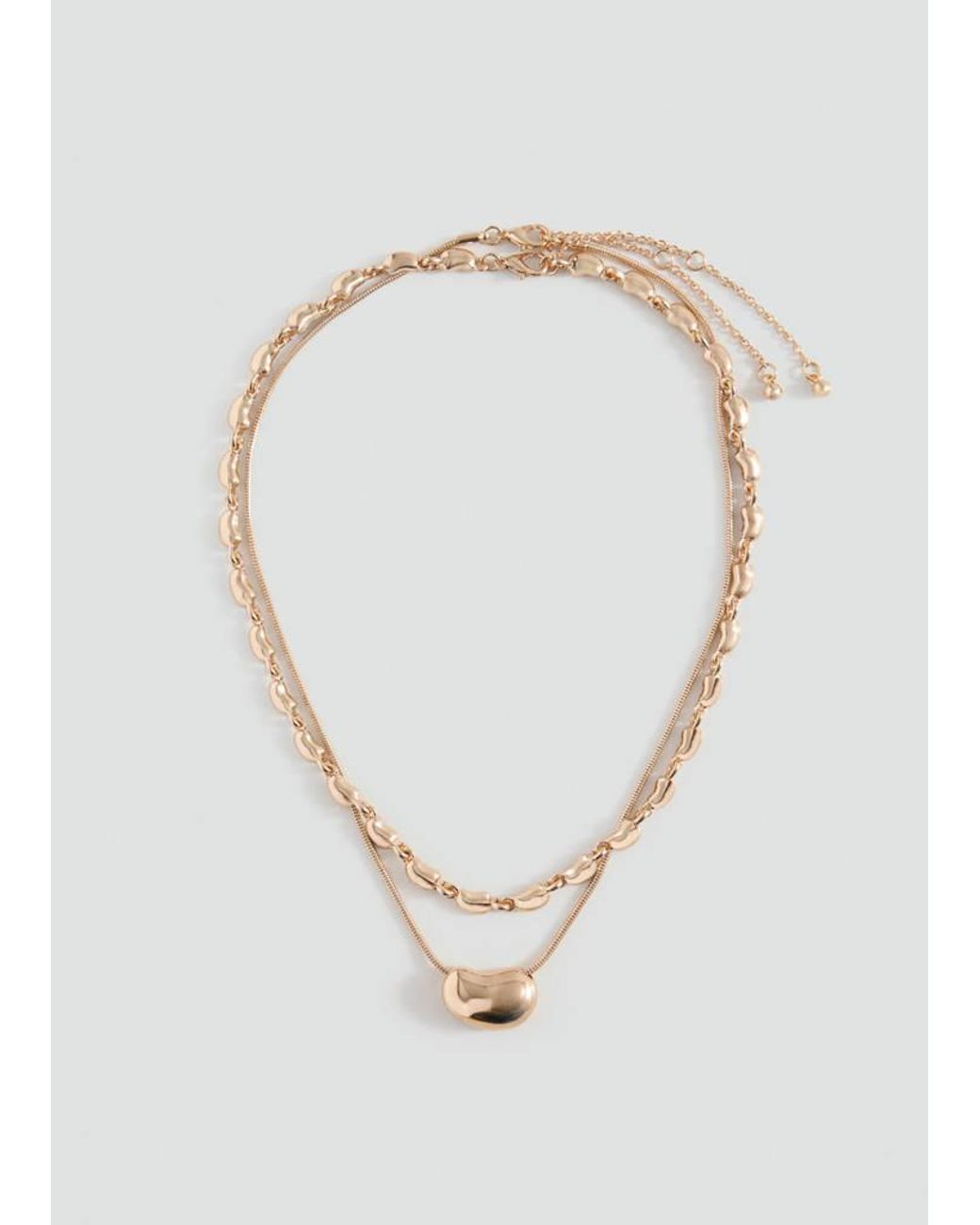MANGO TEEN White Mixed Double Necklace