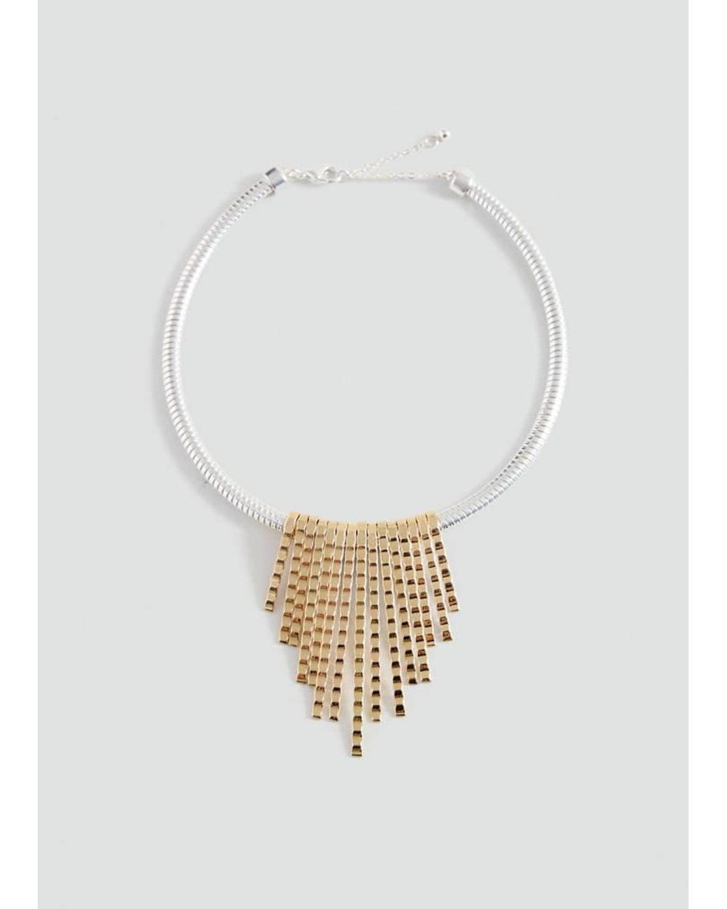 MANGO TEEN White Metallic Fringe Necklace