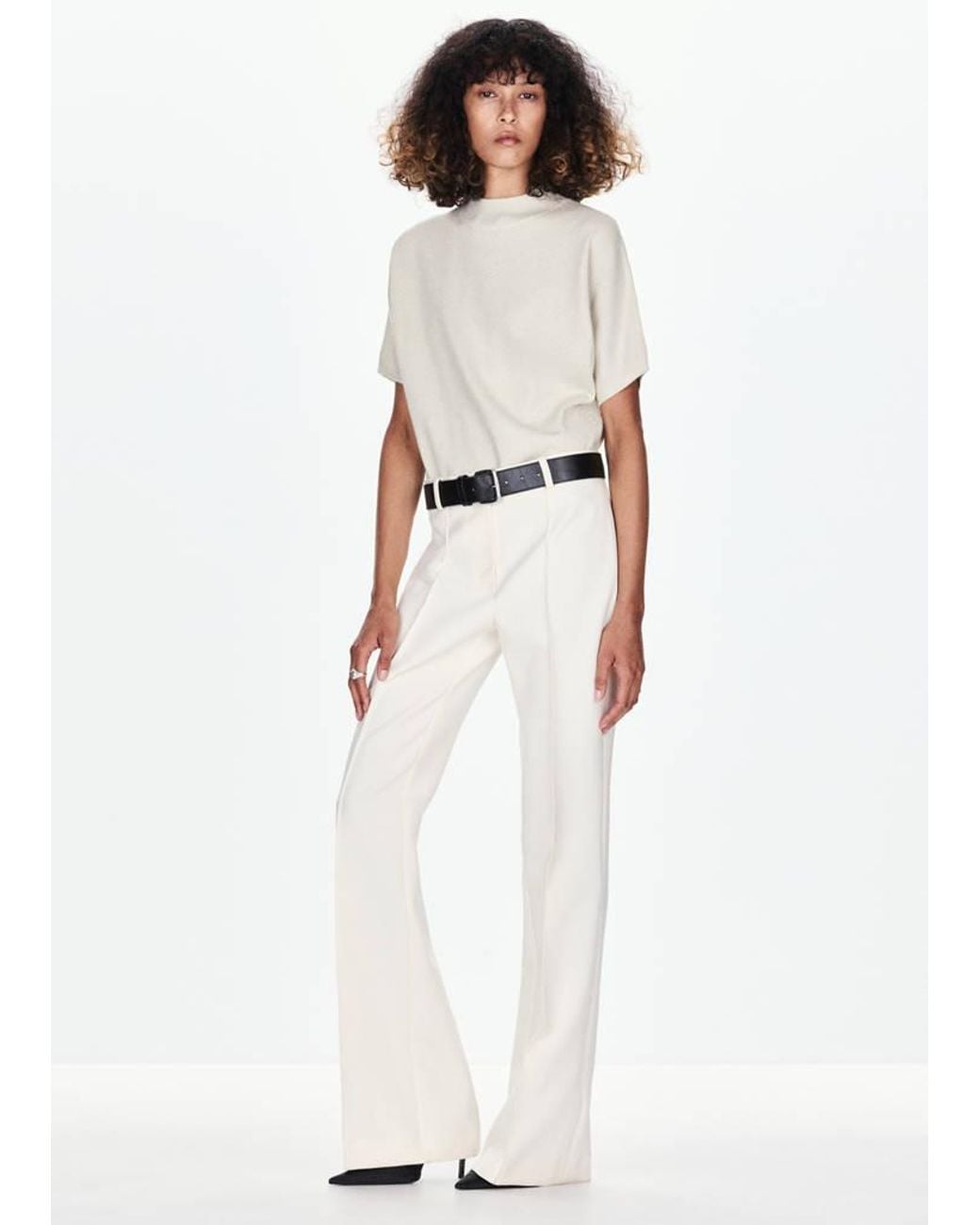 Mango White Short Sleeve Sweater