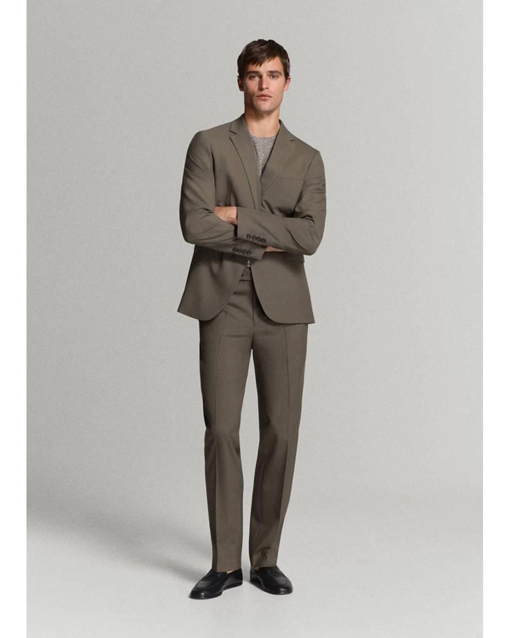 Mango Gray Turin Suit Jacket, 100% Virgin Wool, Slim Fit for men