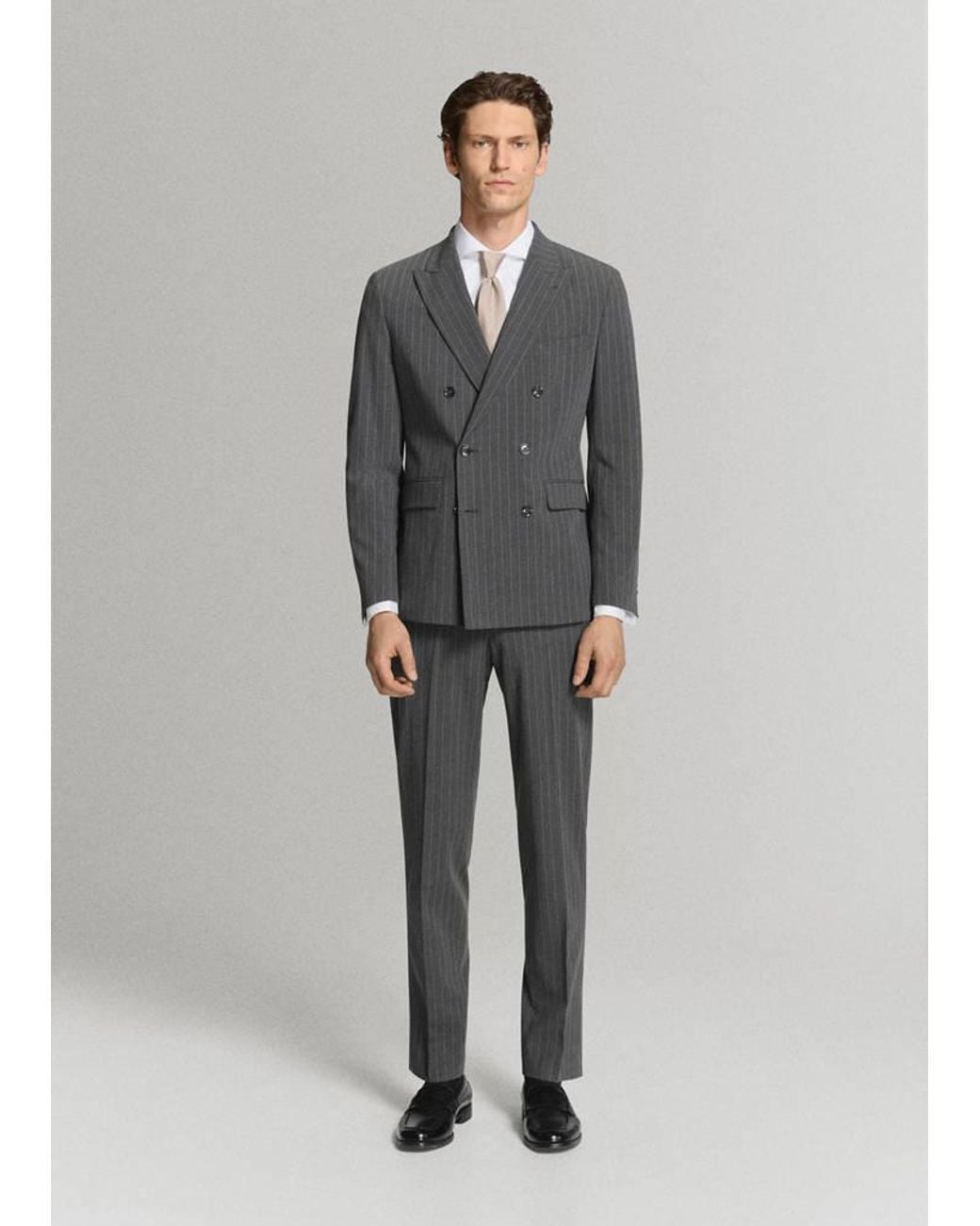 Mango Gray 100% Cotton Slim-Fit Suit Shirt for men