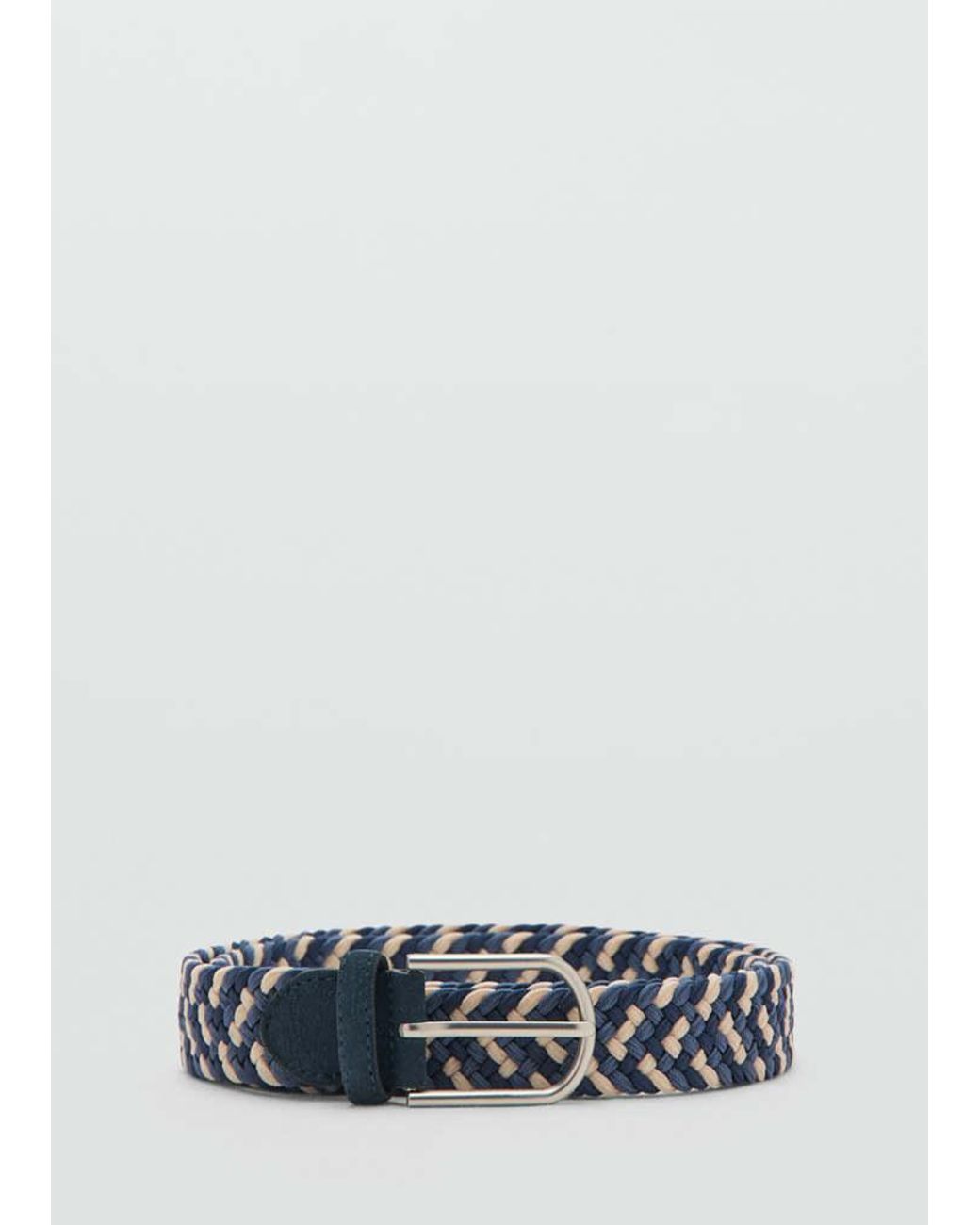 Mango Blue Braided Elastic Coloured Belt for men